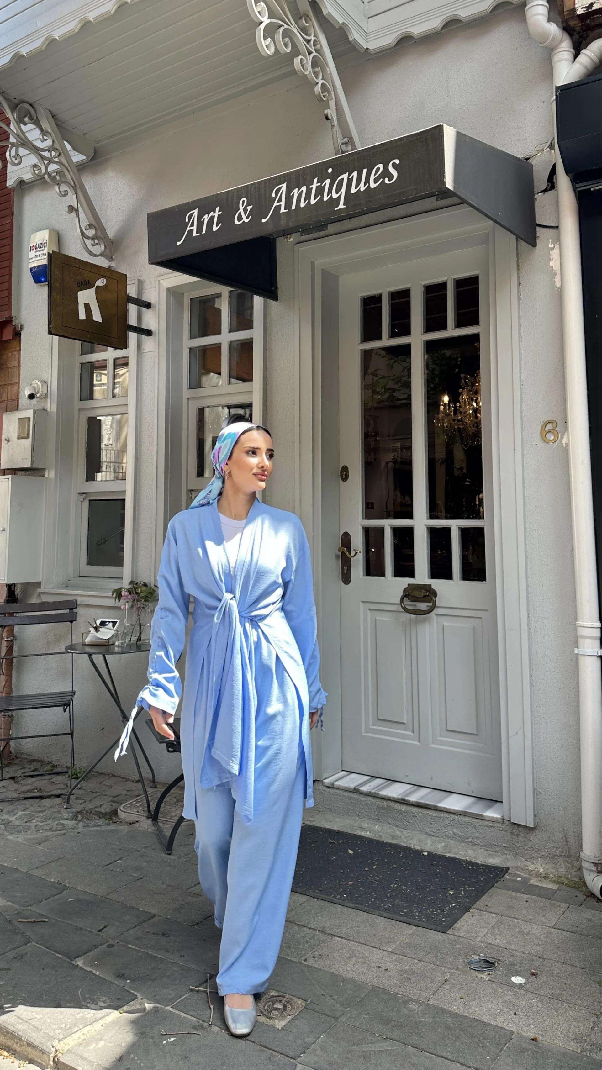 Ester Bağlamlı Takım Bebe Mavisi