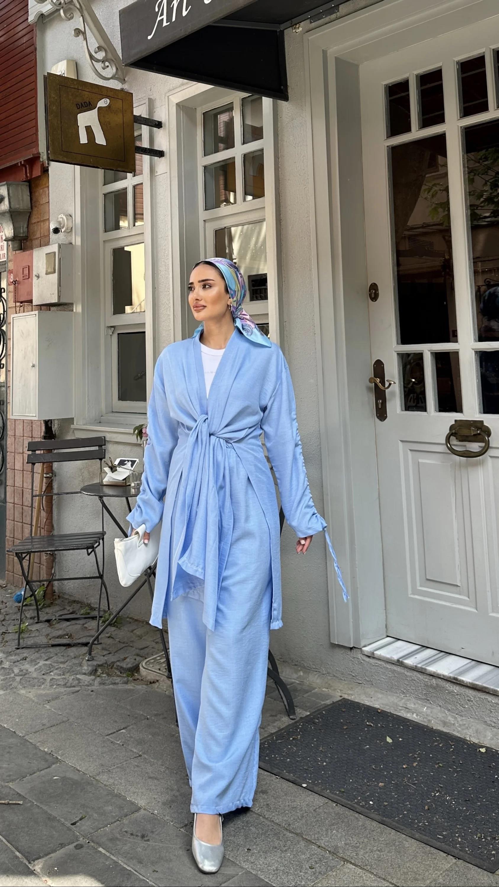 Ester Bağlamlı Takım Bebe Mavisi