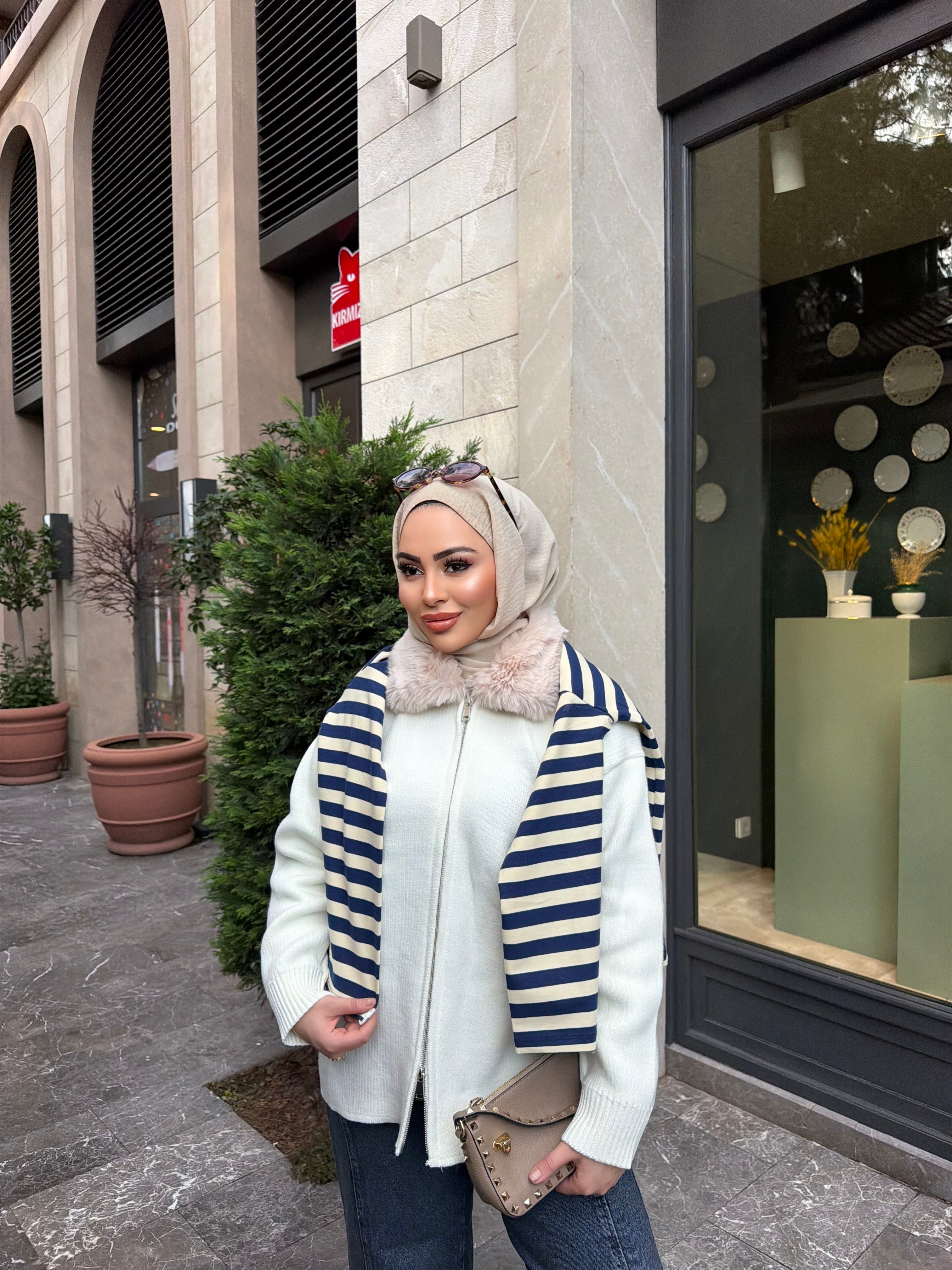 Eva Kürk Detaylı Hırka - Beyaz