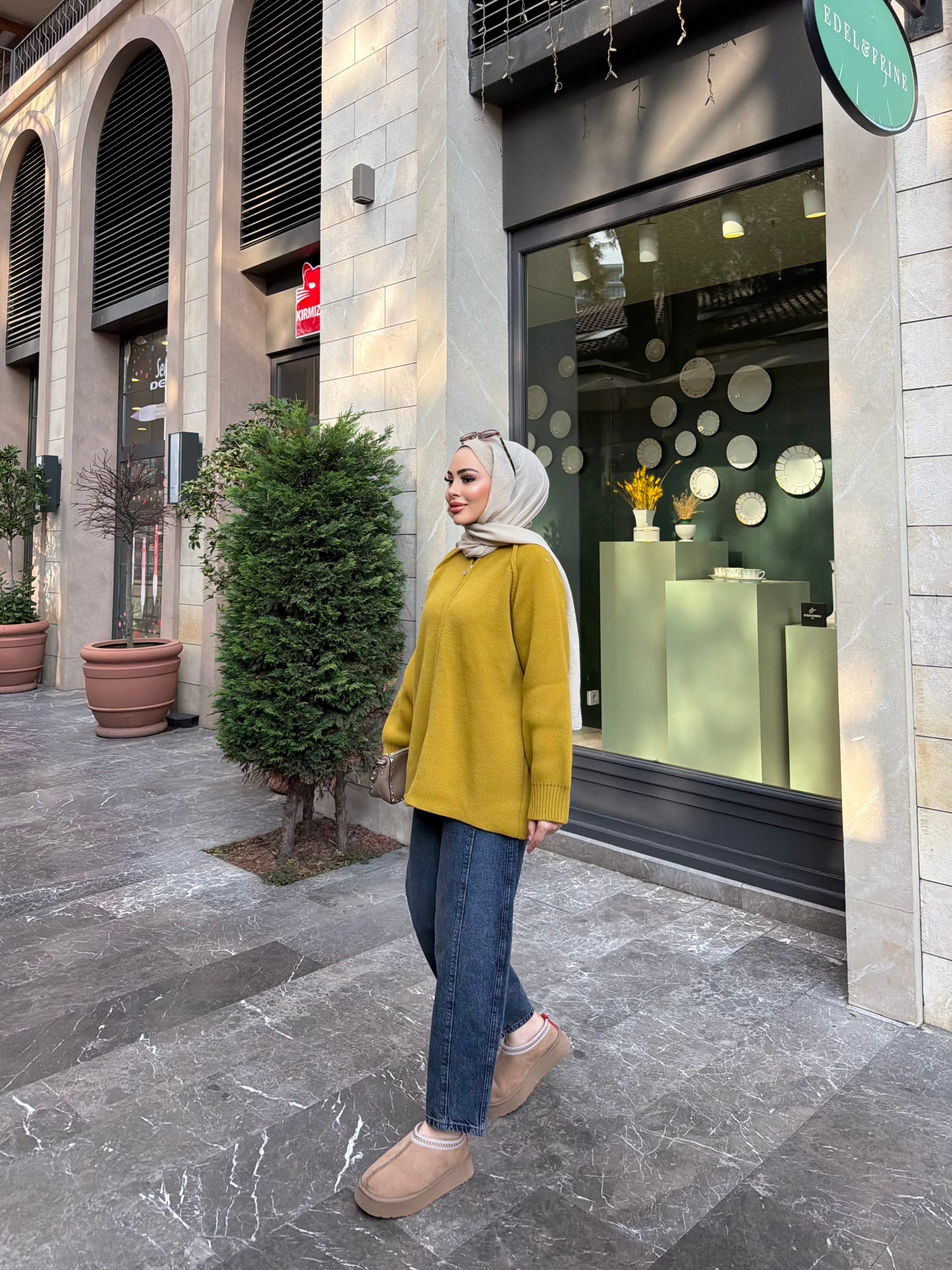 Eva Kürk Detaylı Hırka - Yağyeşil