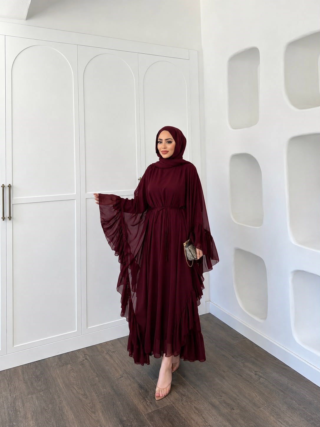 Eyşa Kimona Elbise - Bordo