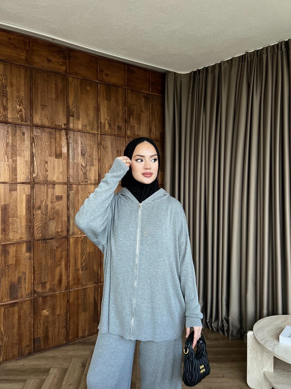 Fermuarlı Doray Takım - Gri