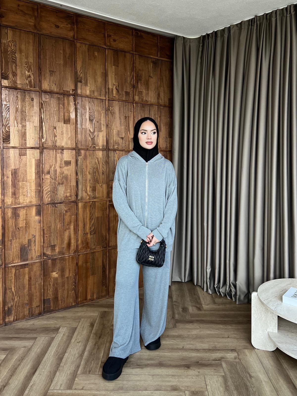 Fermuarlı Doray Takım - Gri