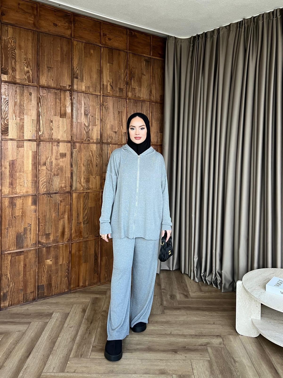 Fermuarlı Doray Takım - Gri