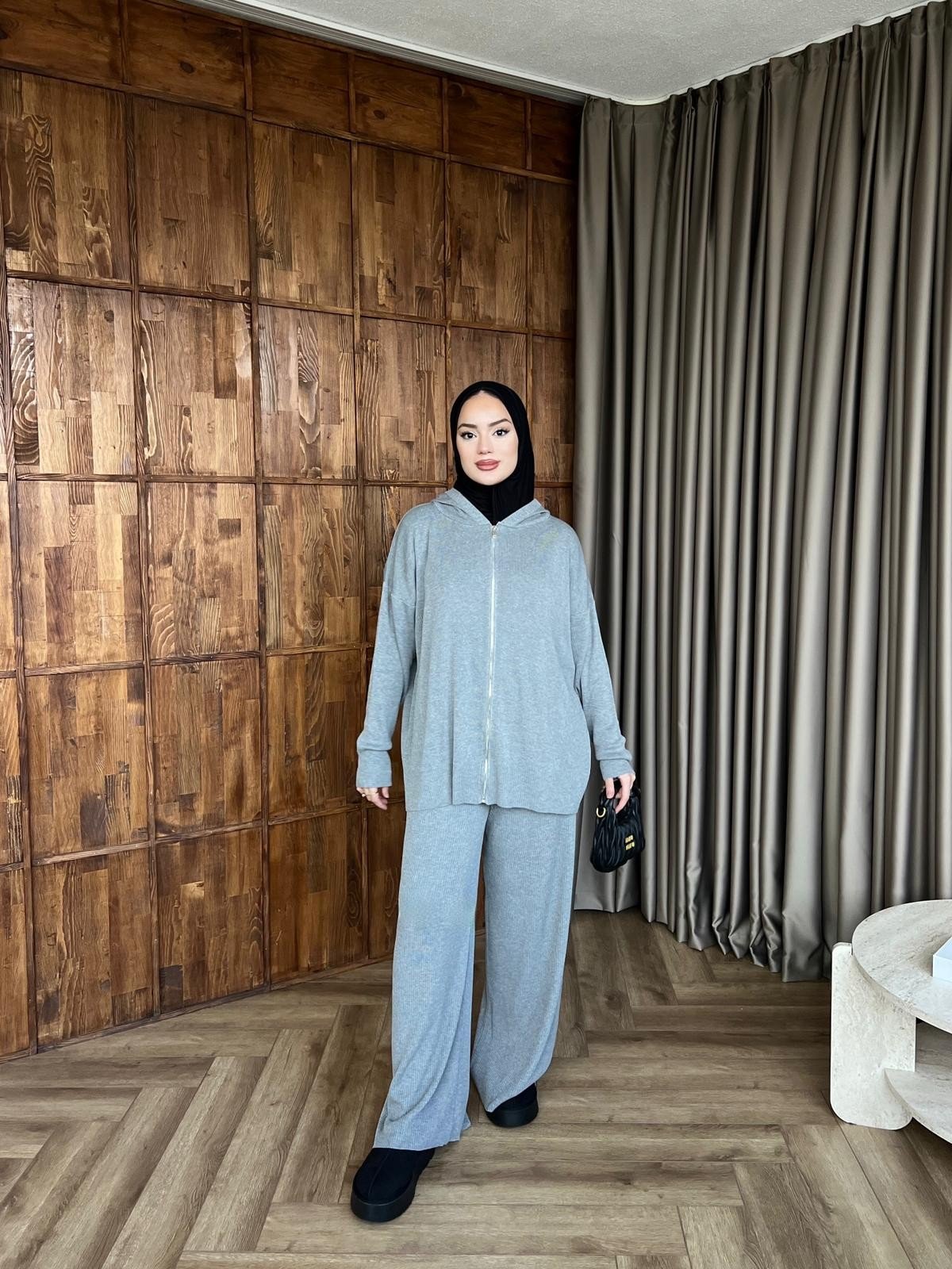 Fermuarlı Doray Takım - Gri