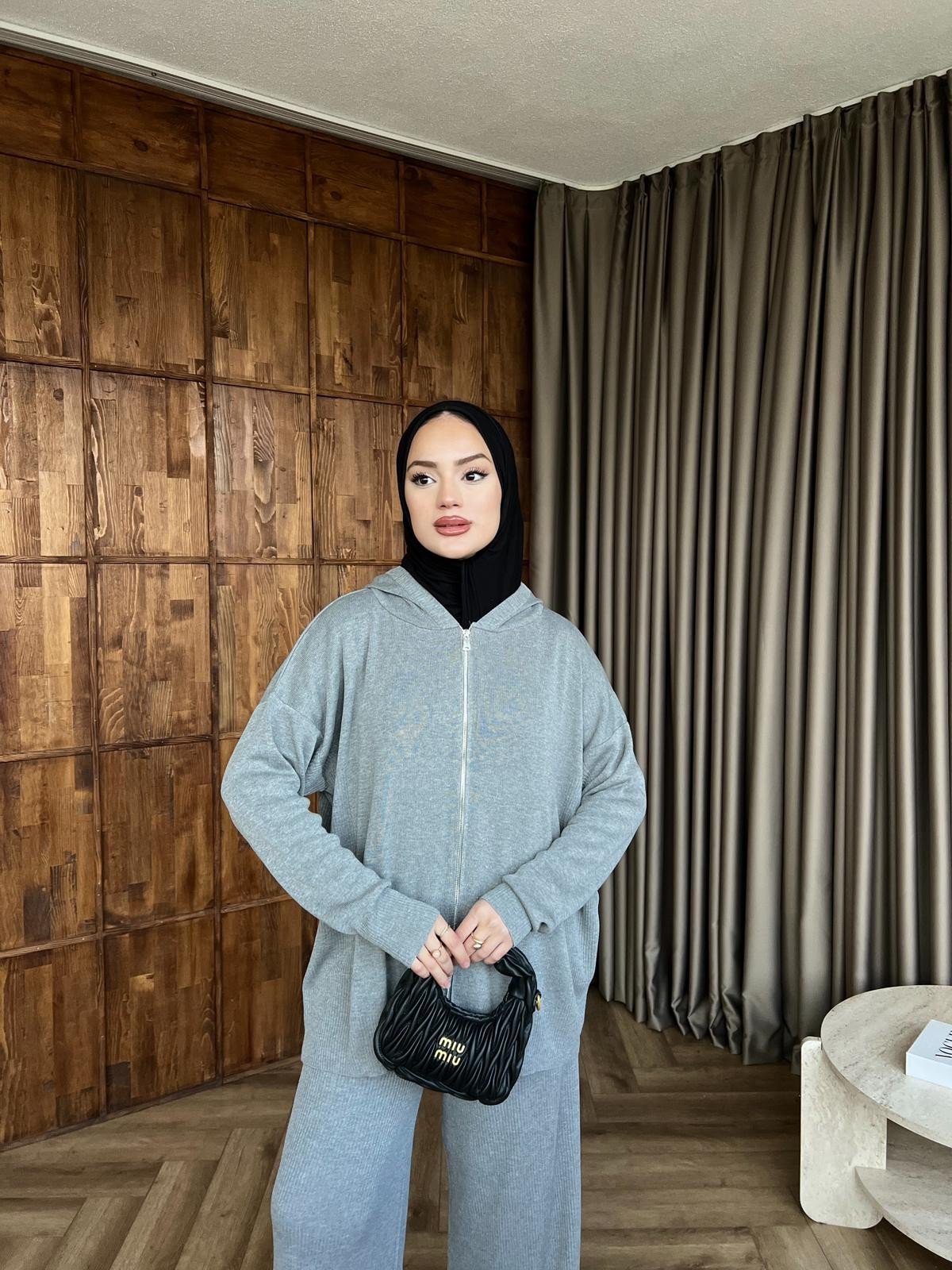 Fermuarlı Doray Takım - Gri