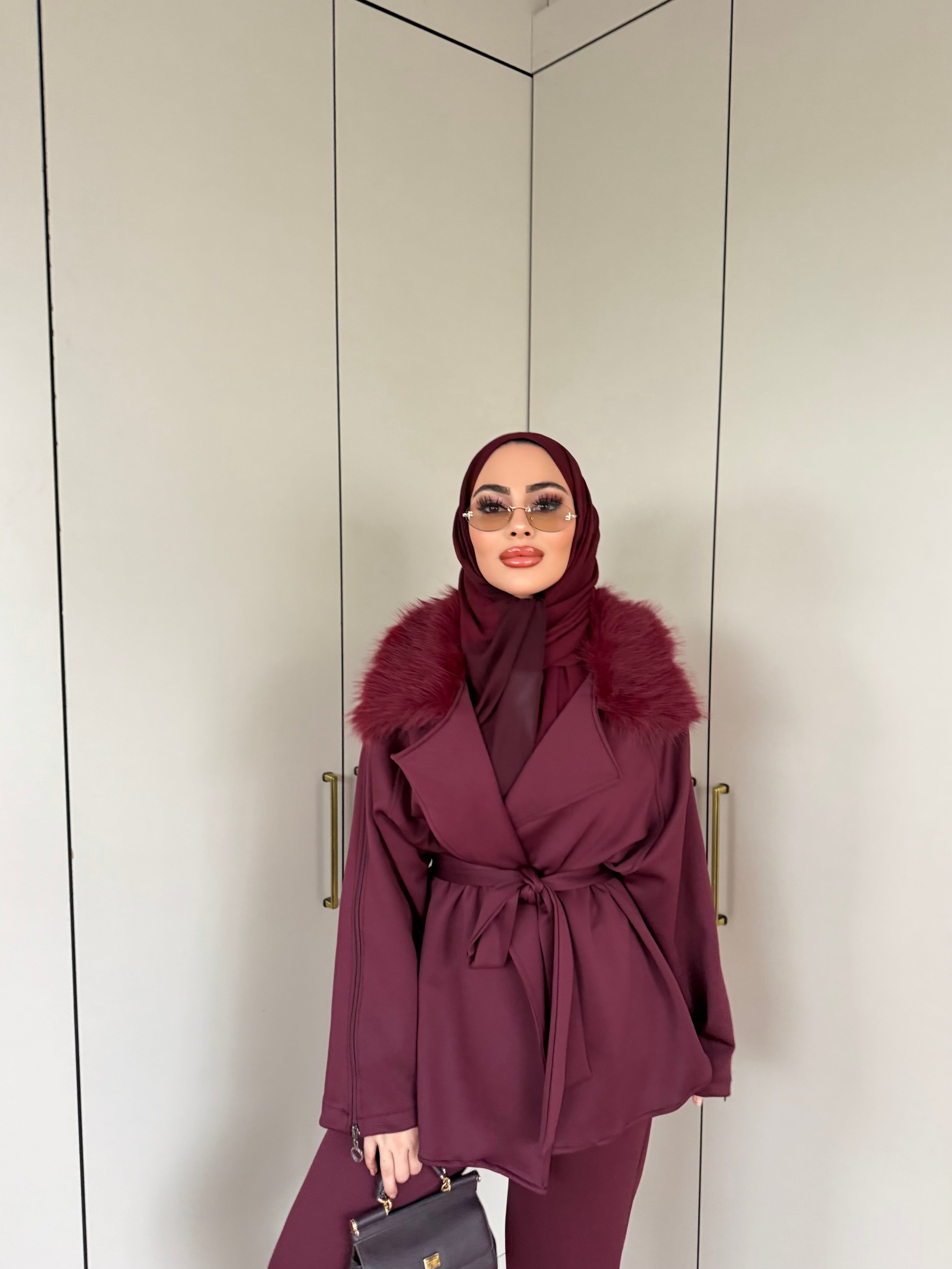 Gamas Kürk Detay Takım - Bordo (ÖNSİPARİŞ)