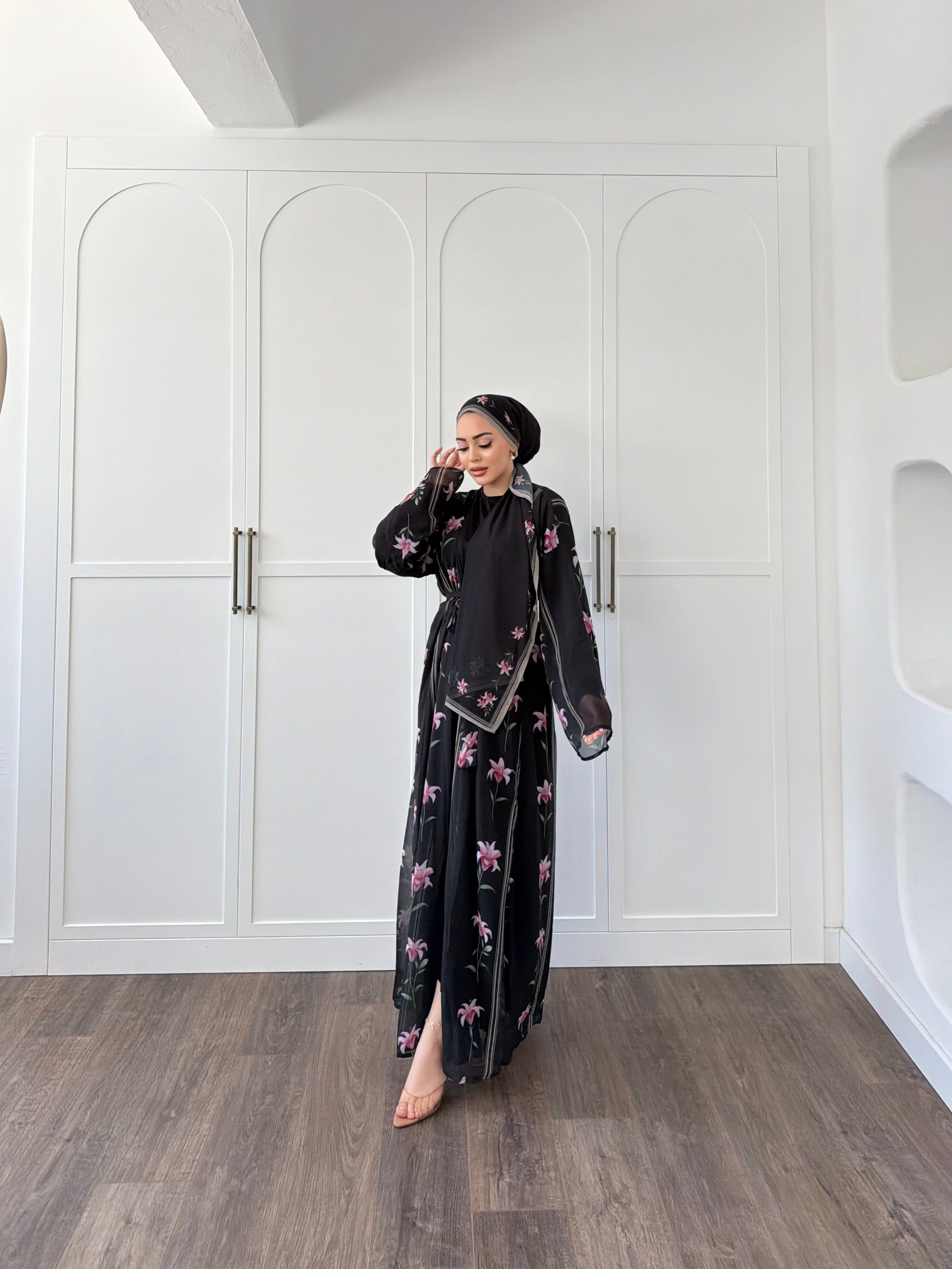 Geyyan Abaya Şal Hediyeli - Siyah