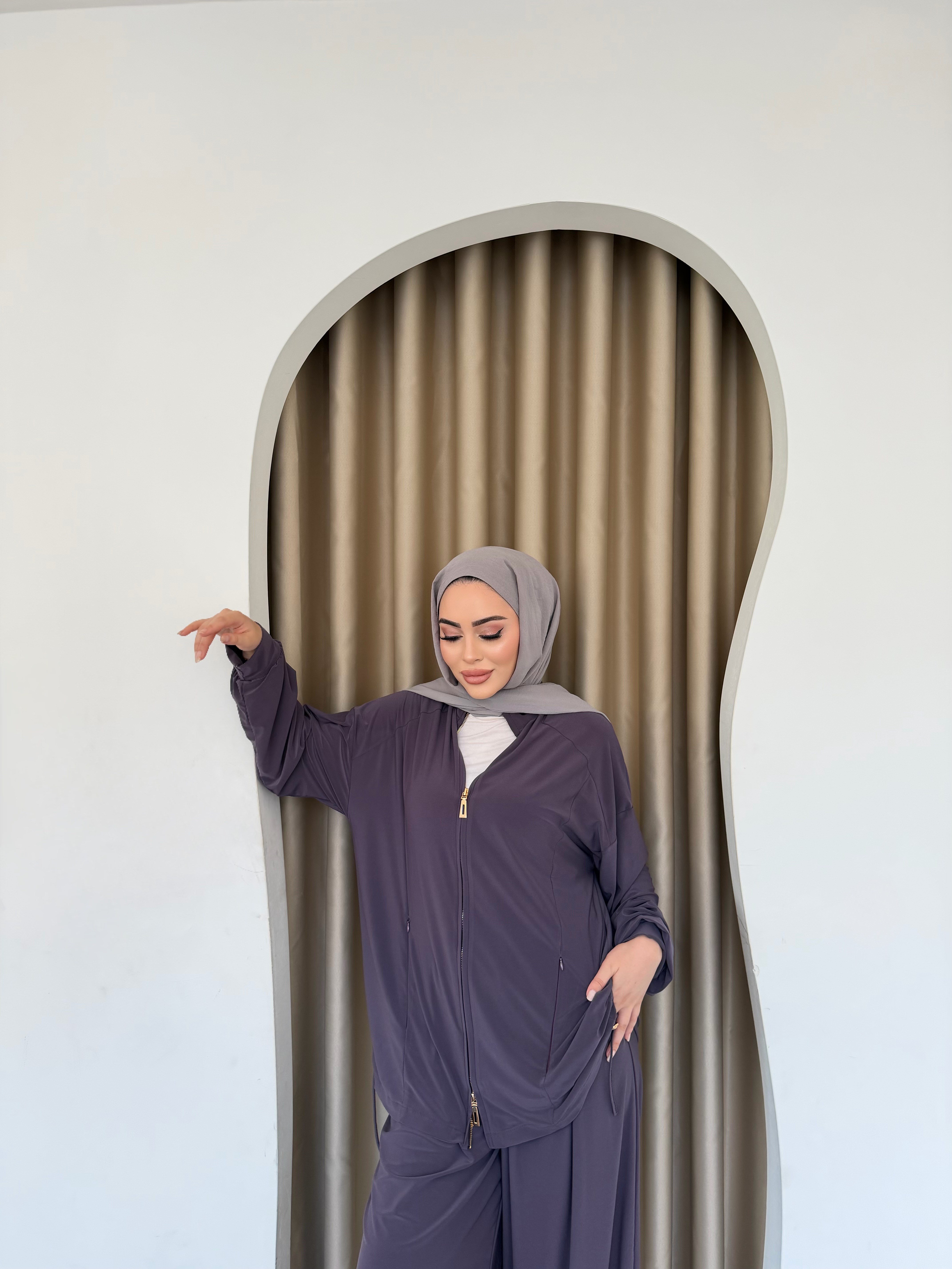 Helin Paça Lastikli Takım - PatlıcanMoru