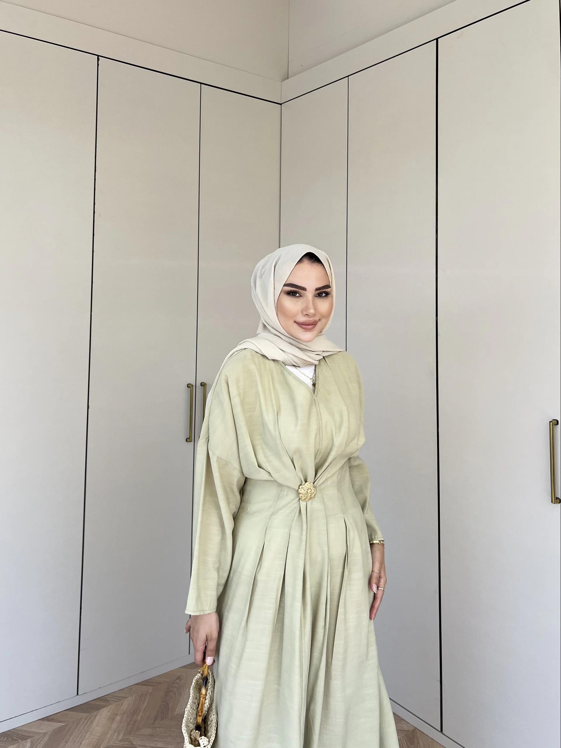 Hello Bronş Detaylı Elbise - Yeşil