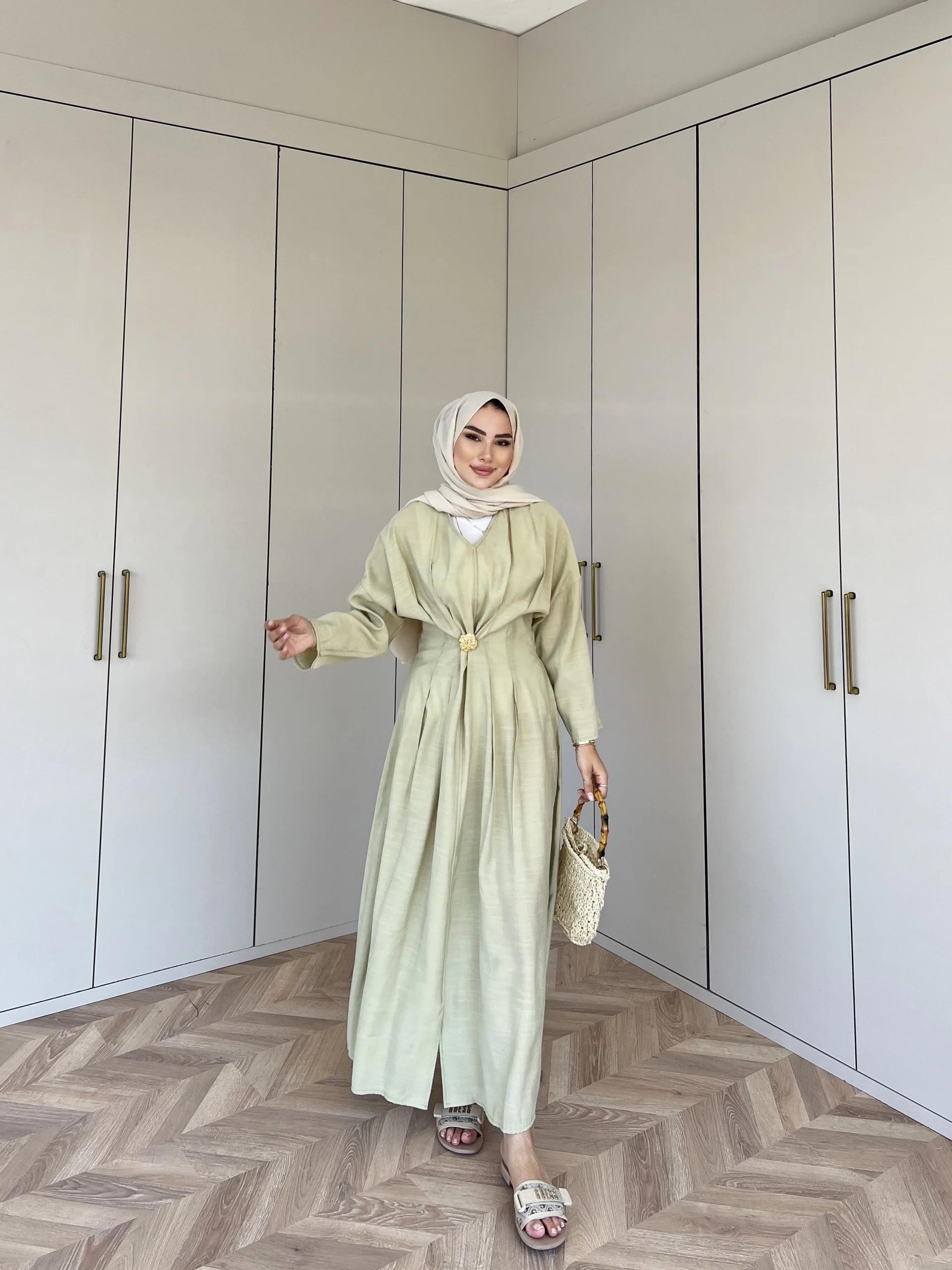 Hello Bronş Detaylı Elbise - Yeşil