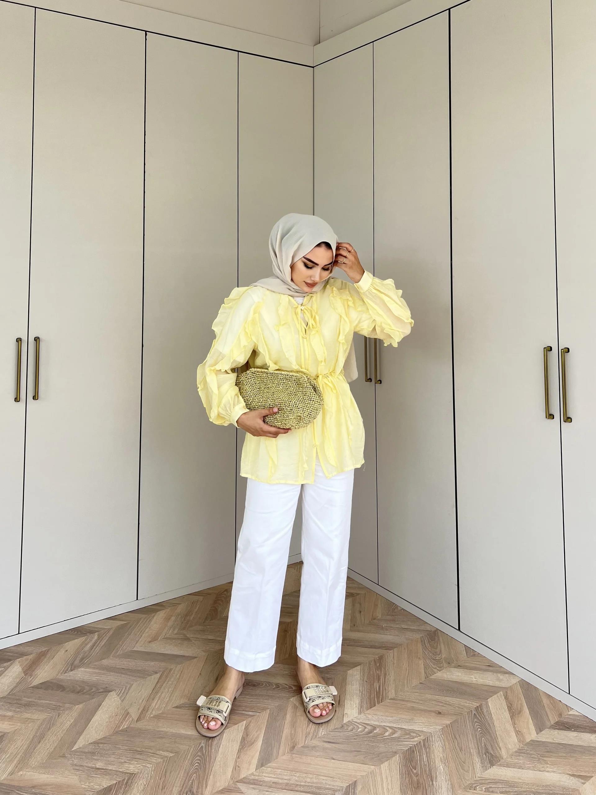 Hello Fırfırlı Gömlek - Sarı