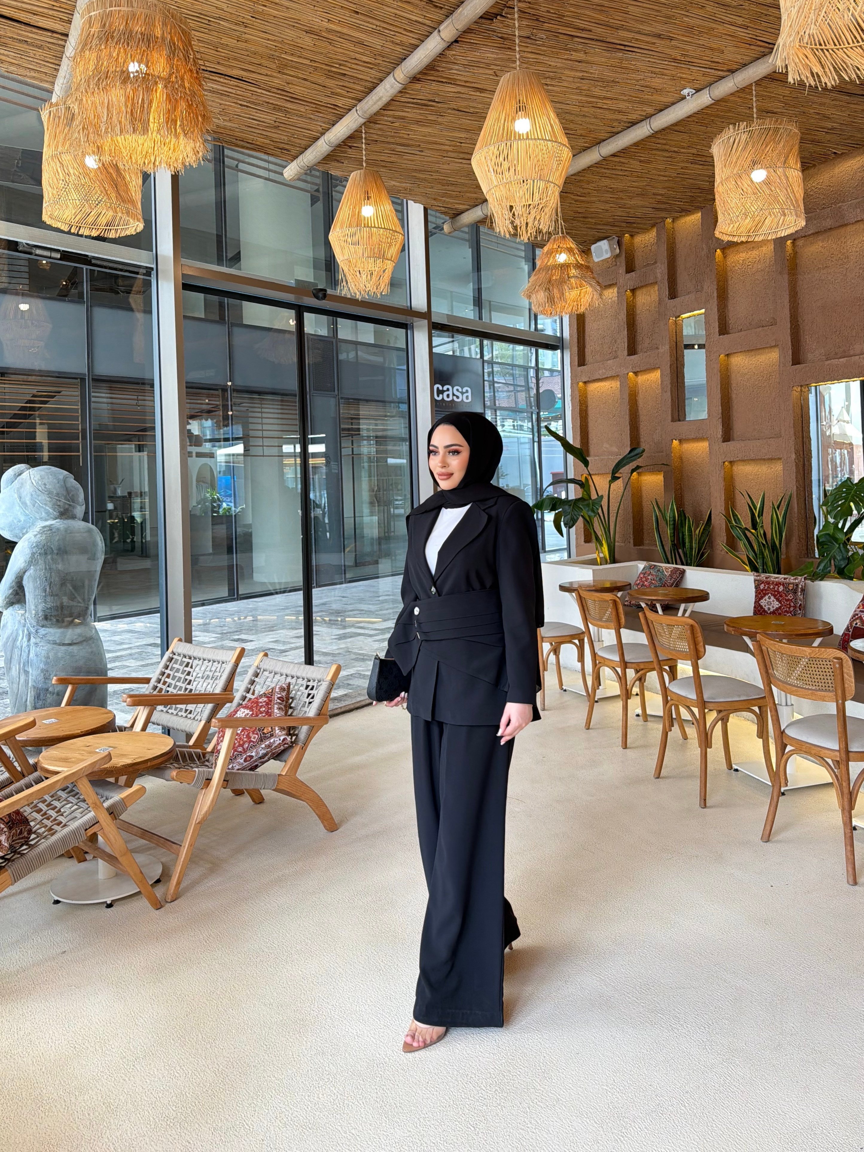 Hilla Düğmeli Takım - Siyah