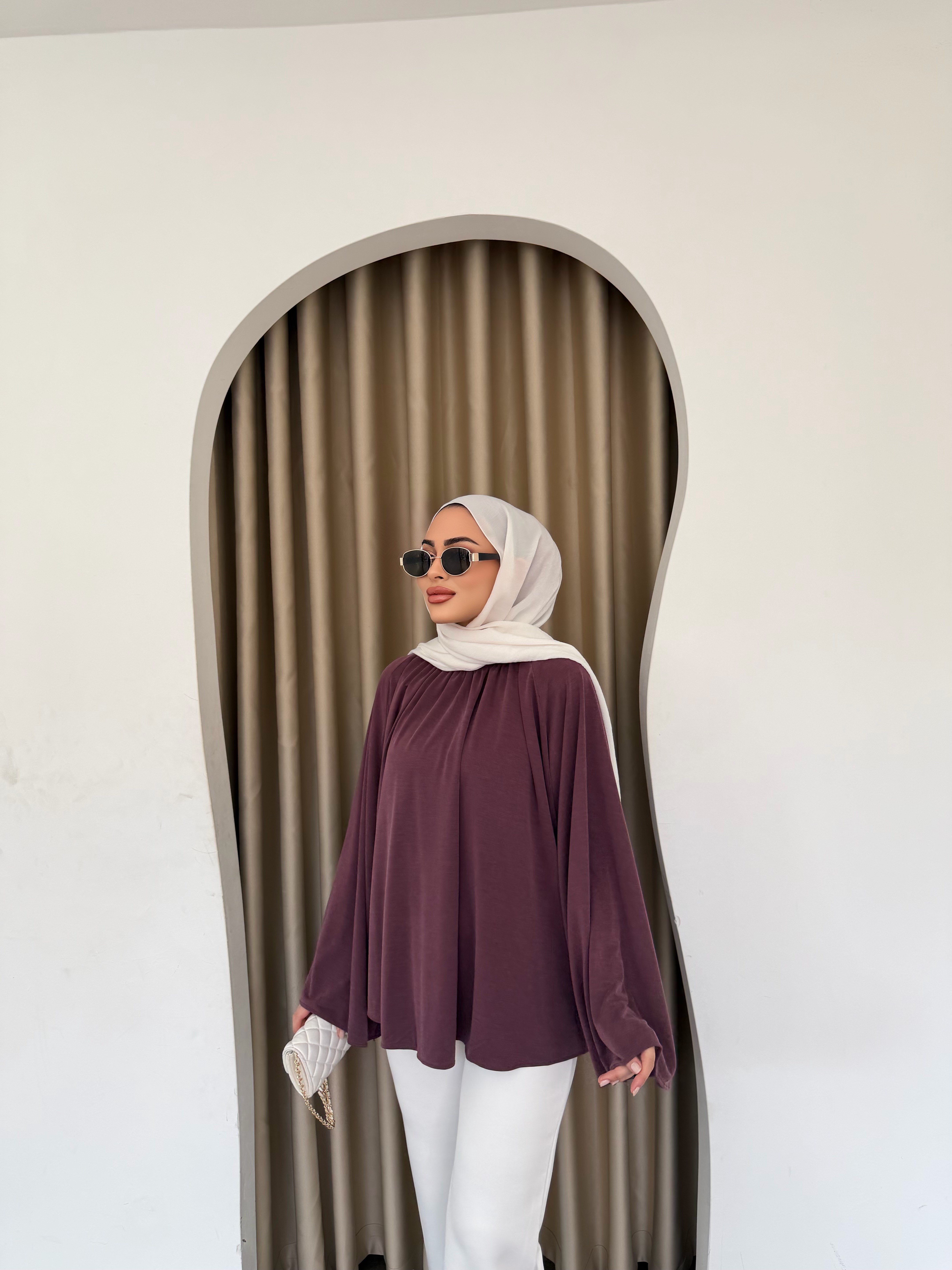 Hima İspanyol Kol Oysh Tunik - Mürdüm