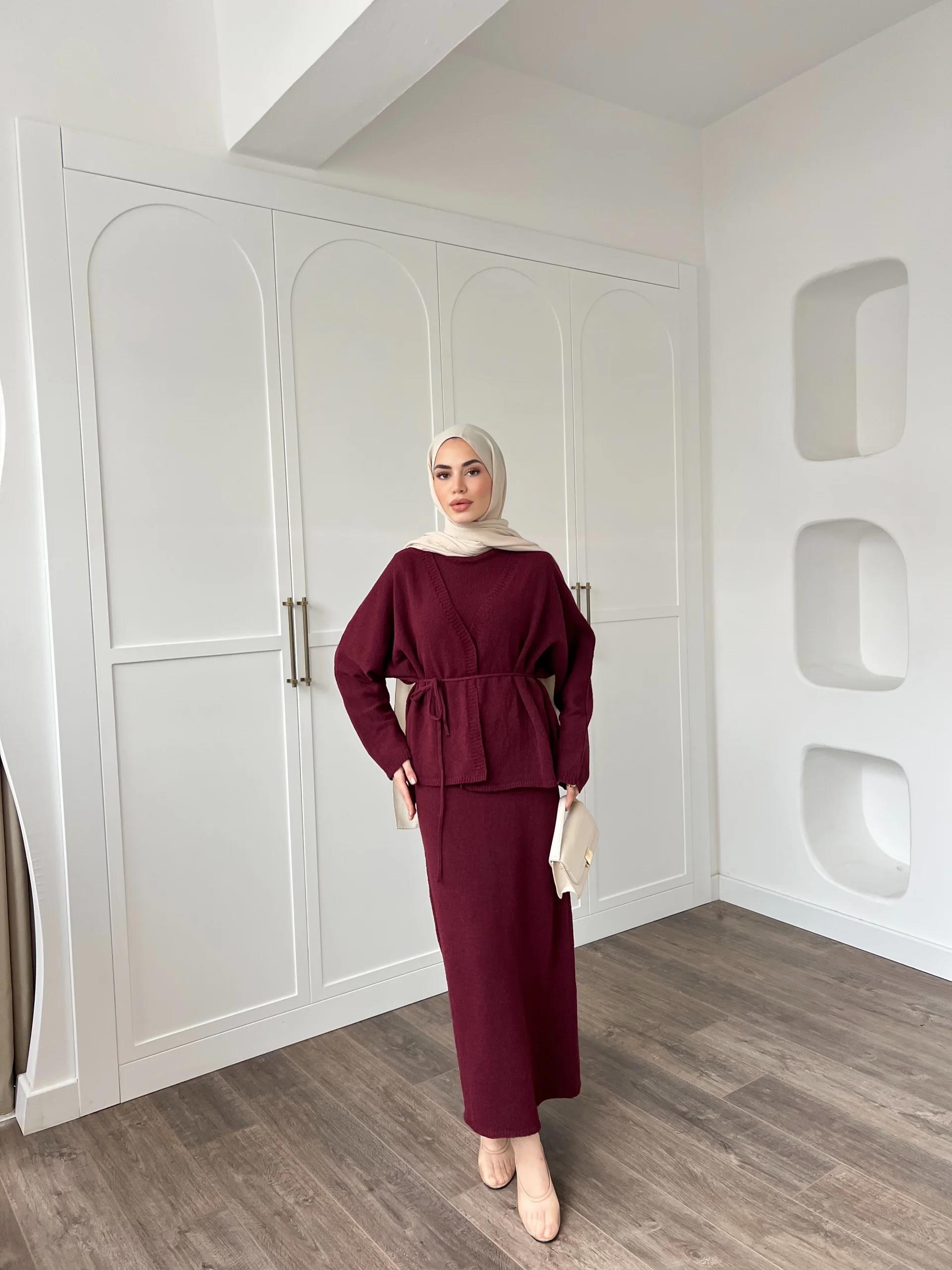 Hırkalı Triko Elbise - Bordo (ÖN SİPARİŞ)