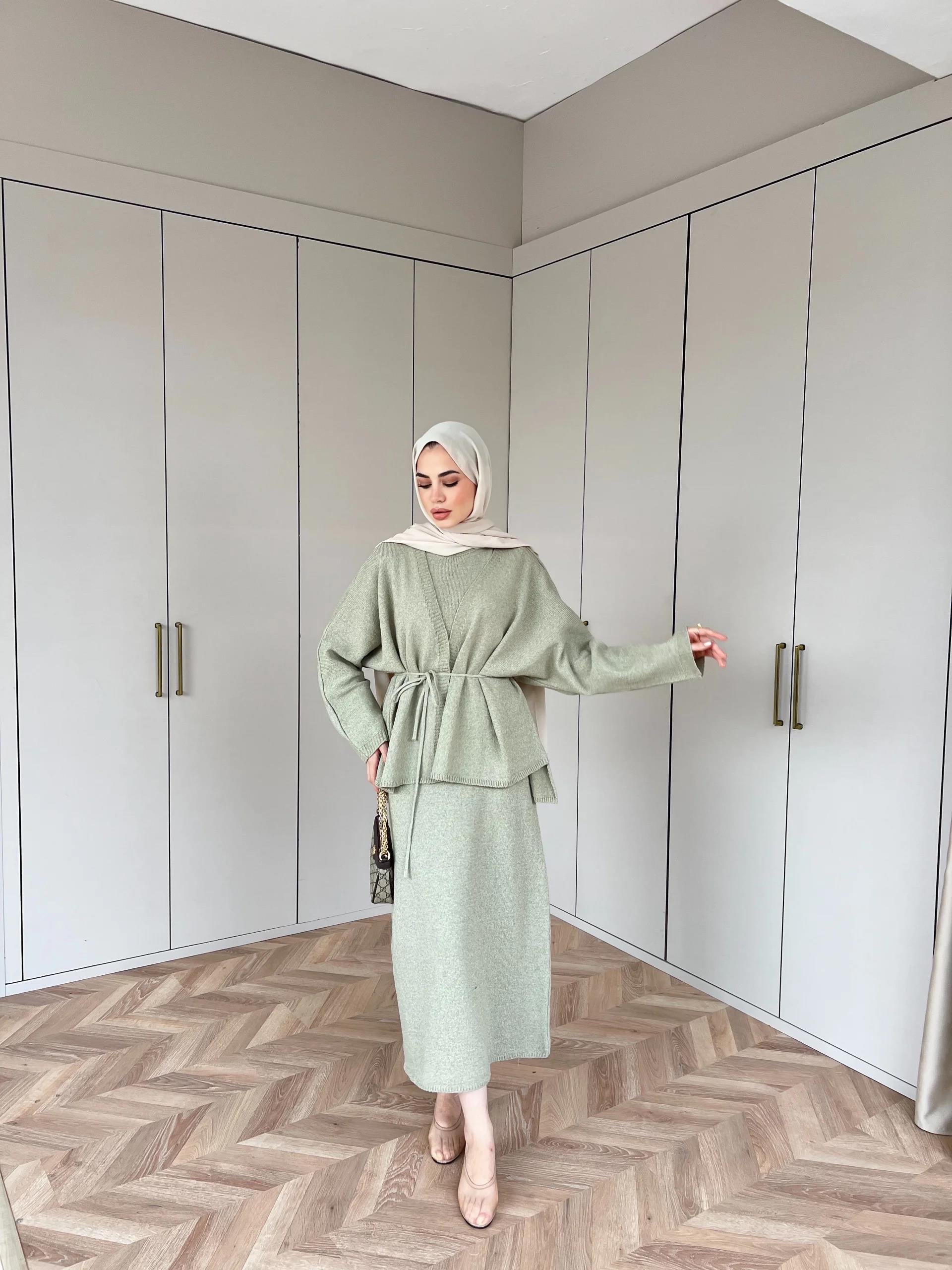 Hırkalı Triko Elbise - Çağla (ÖN SİPARİŞ)