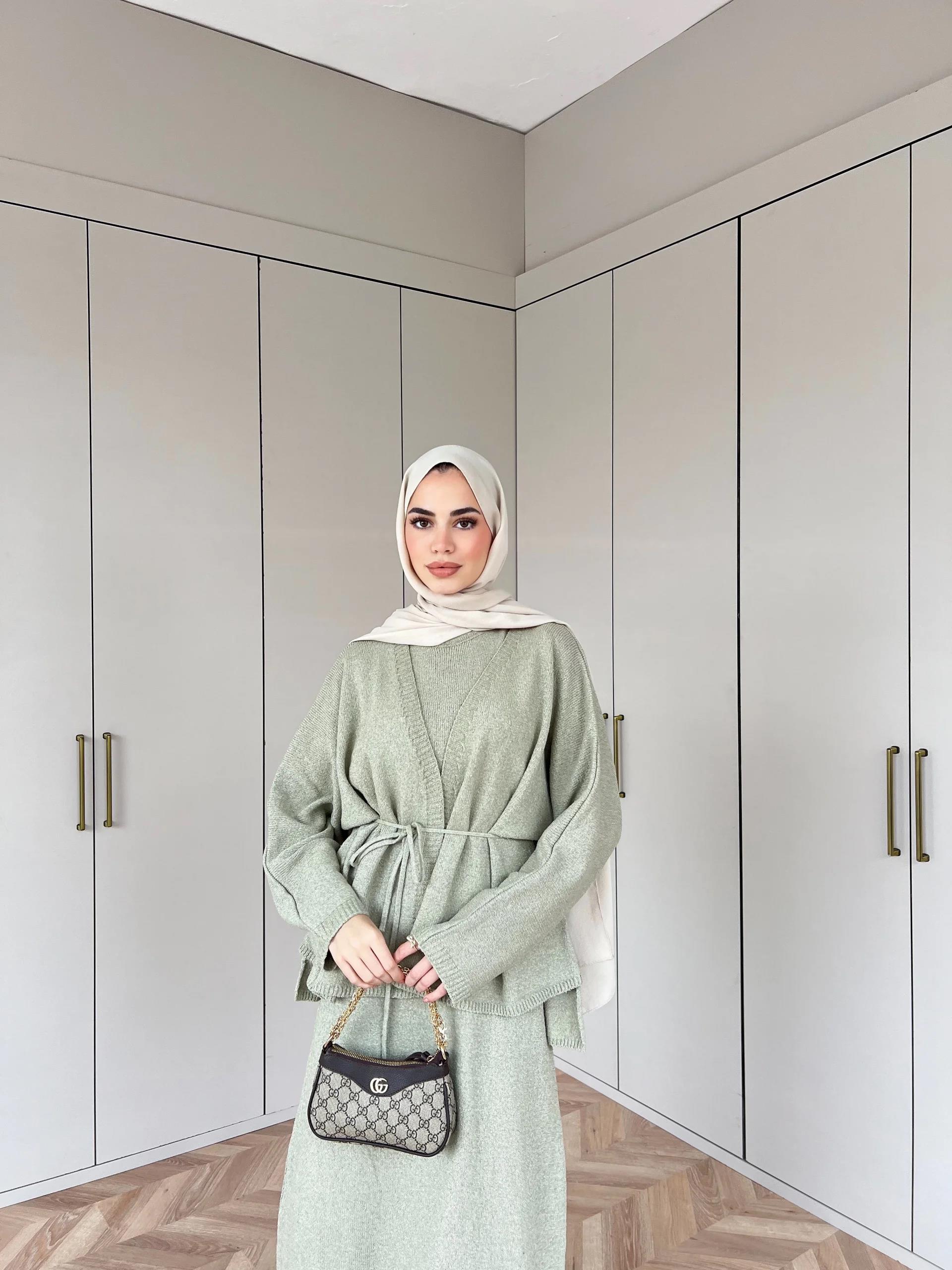 Hırkalı Triko Elbise - Çağla (ÖN SİPARİŞ)