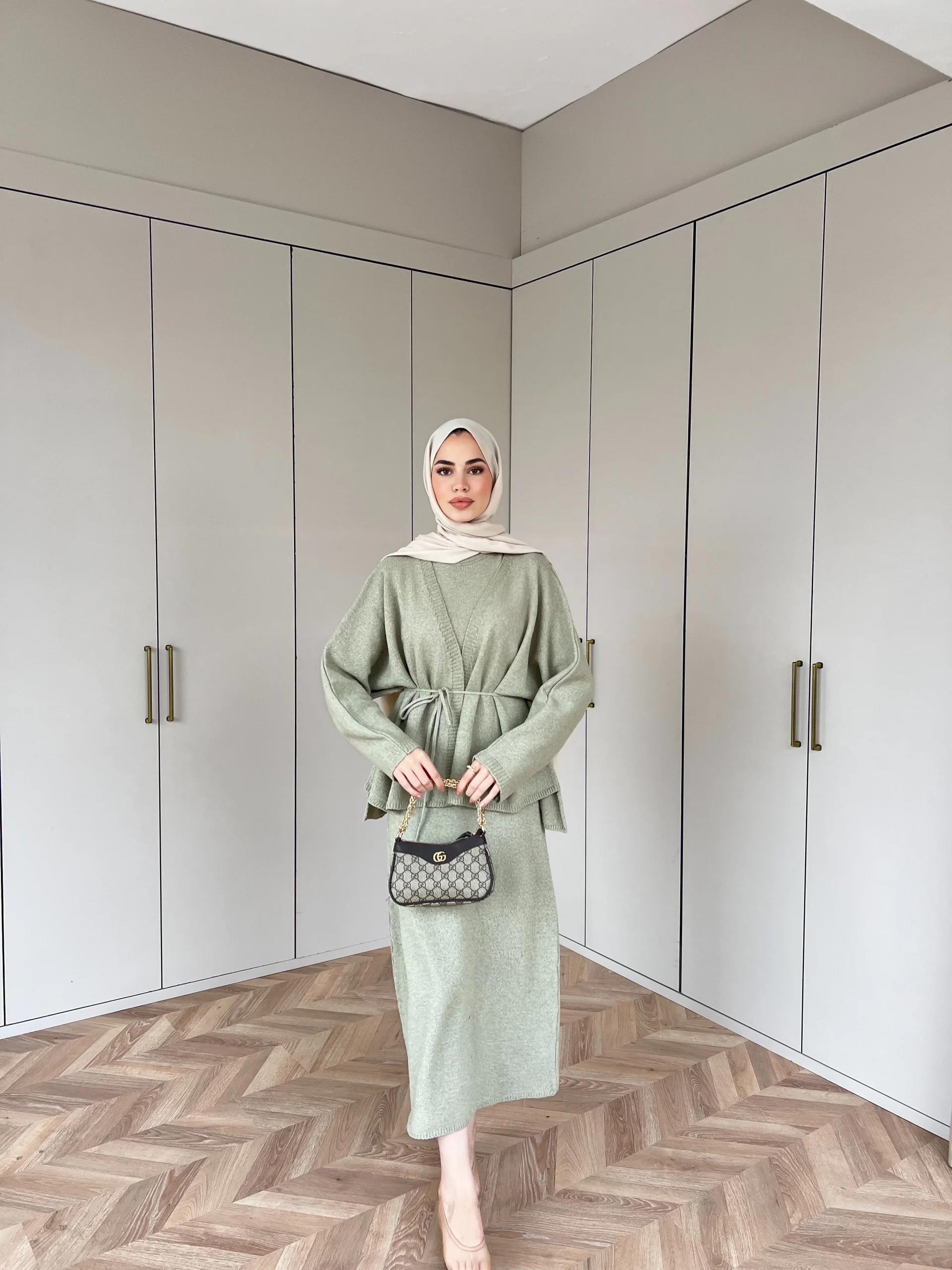 Hırkalı Triko Elbise - Çağla (ÖN SİPARİŞ)