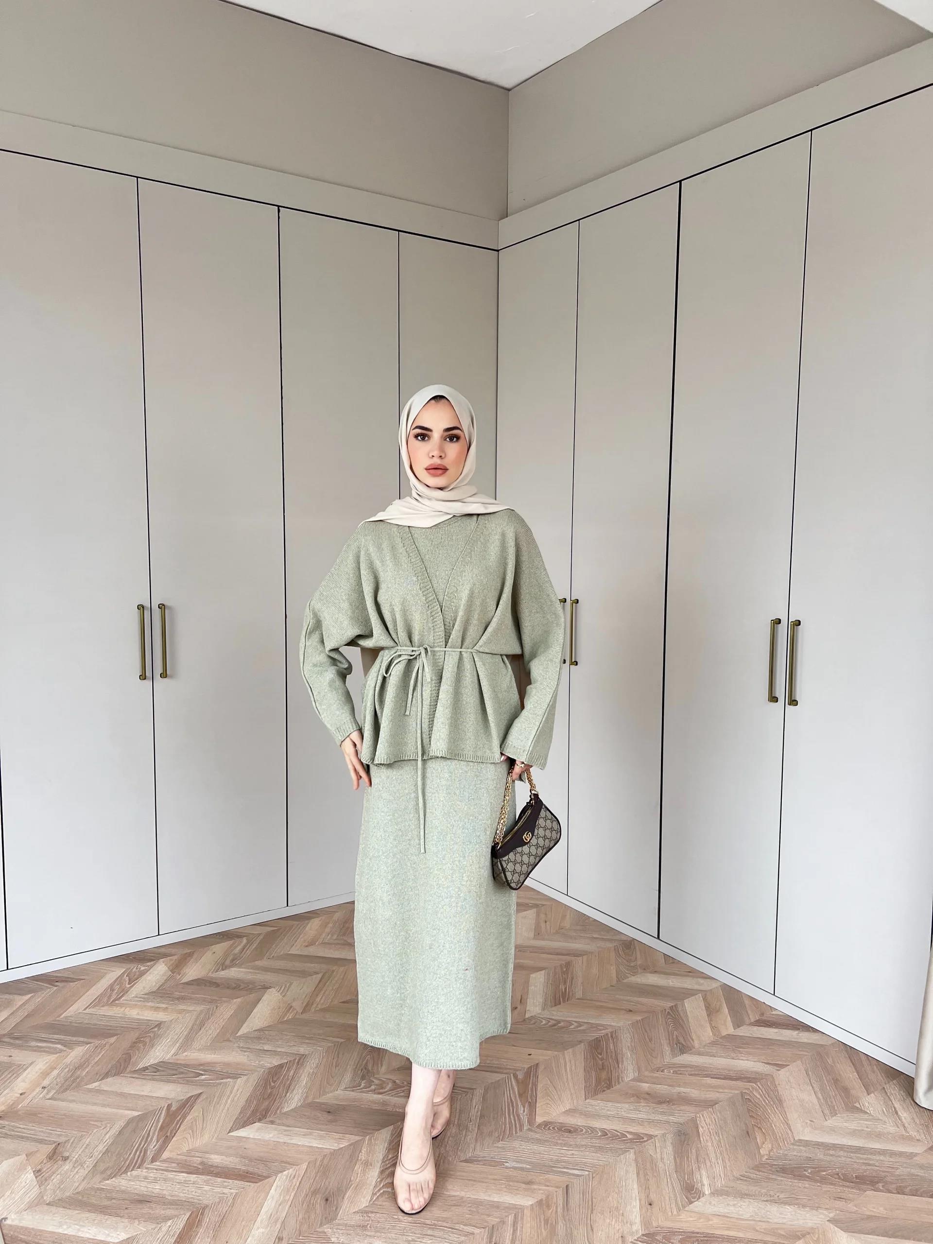 Hırkalı Triko Elbise - Çağla (ÖN SİPARİŞ)