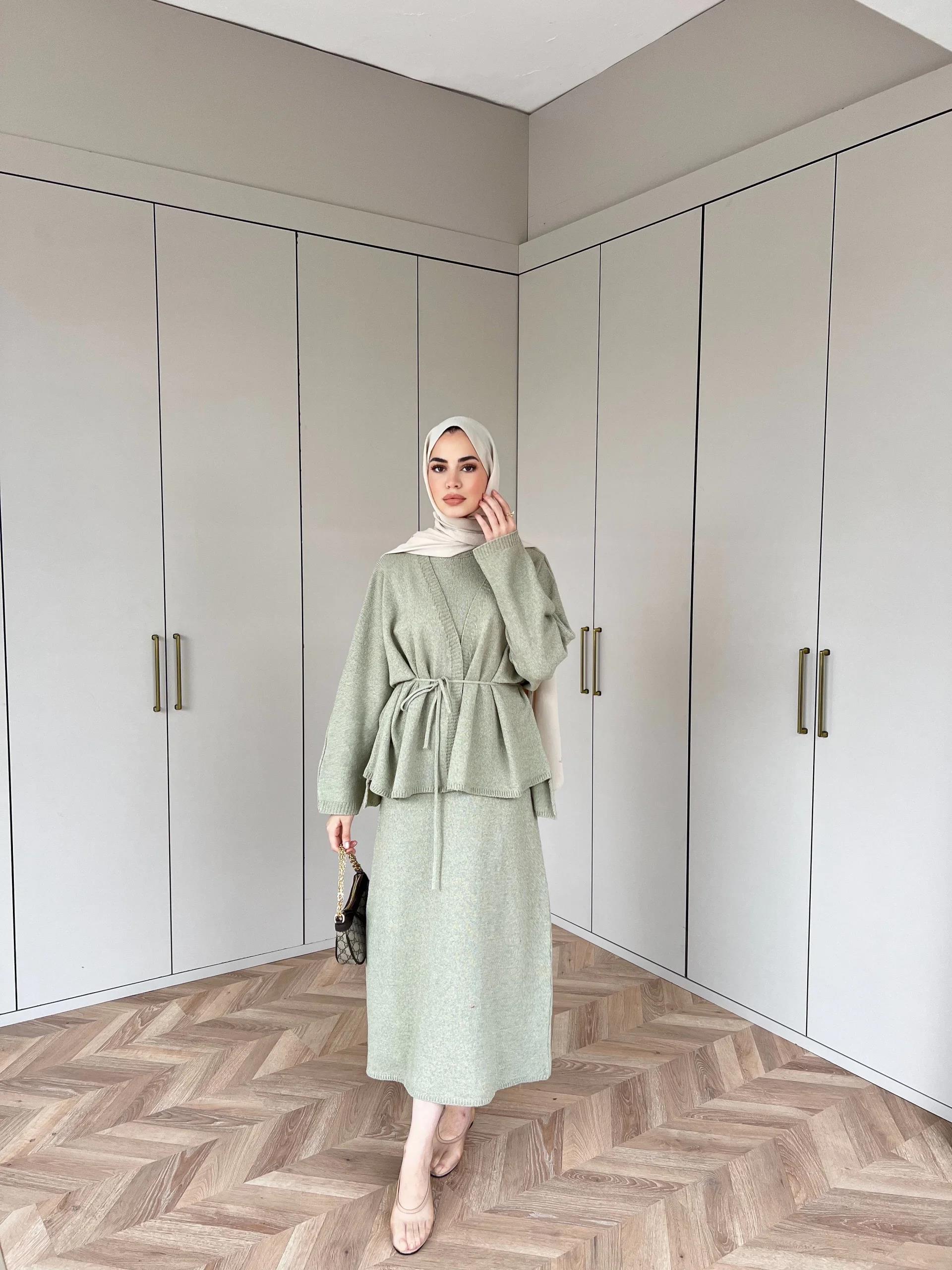 Hırkalı Triko Elbise - Çağla (ÖN SİPARİŞ)