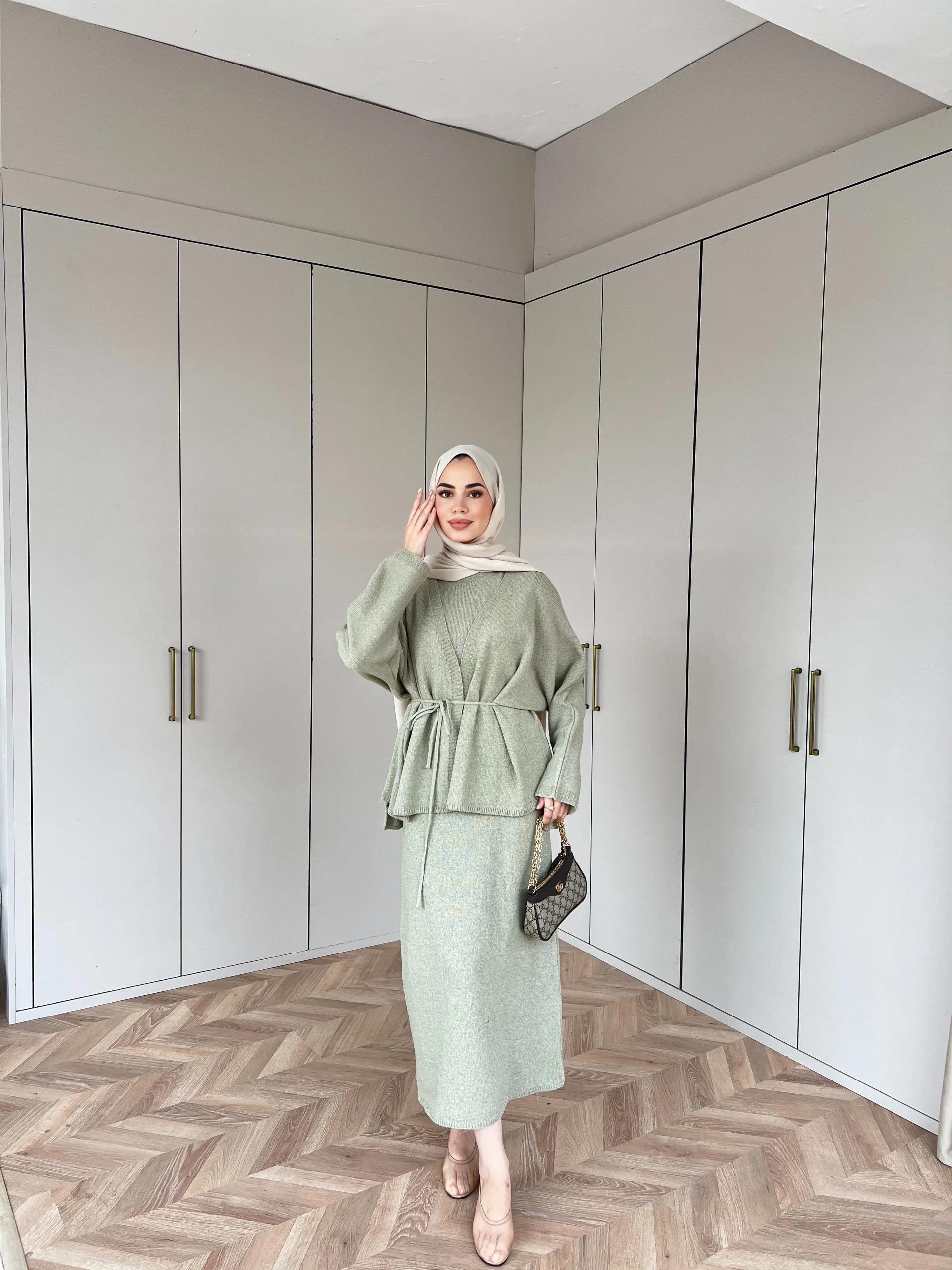 Hırkalı Triko Elbise - Çağla (ÖN SİPARİŞ)