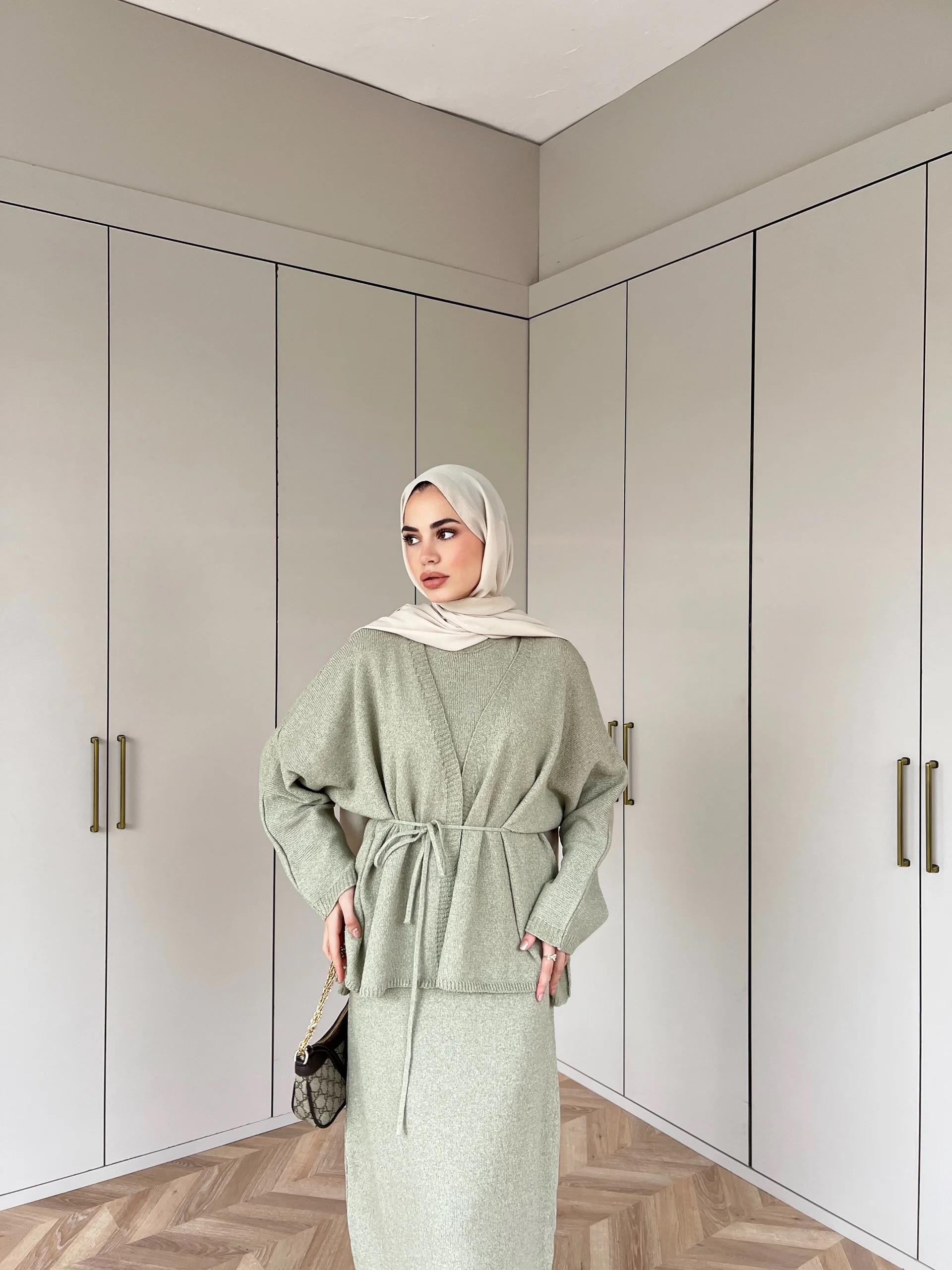 Hırkalı Triko Elbise - Çağla (ÖN SİPARİŞ)