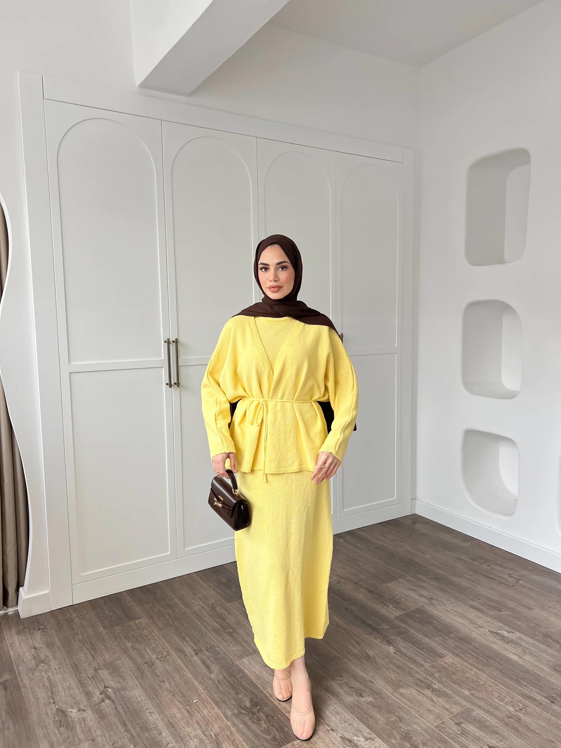 Hırkalı Triko Elbise - Sarı (ÖN SİPARİŞ)