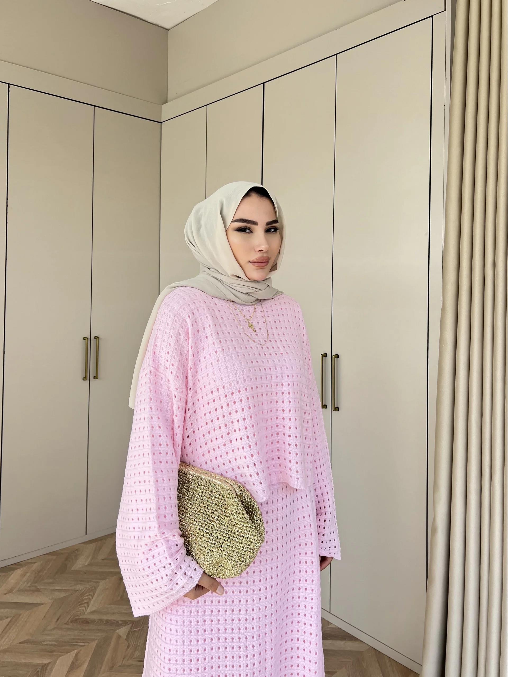 İrem Triko Etekli Takım - Pembe