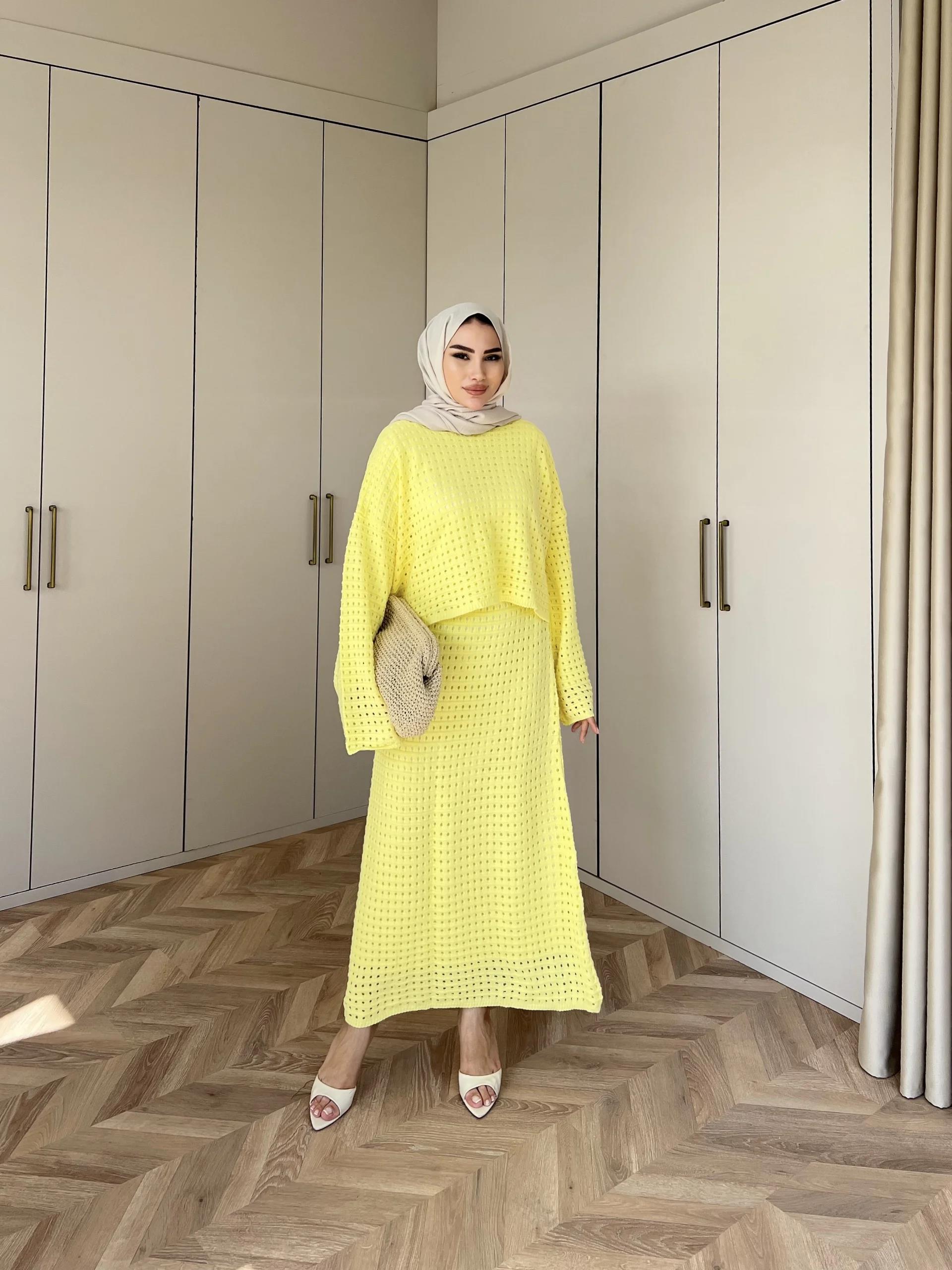 İrem Triko Etekli Takım - Sarı