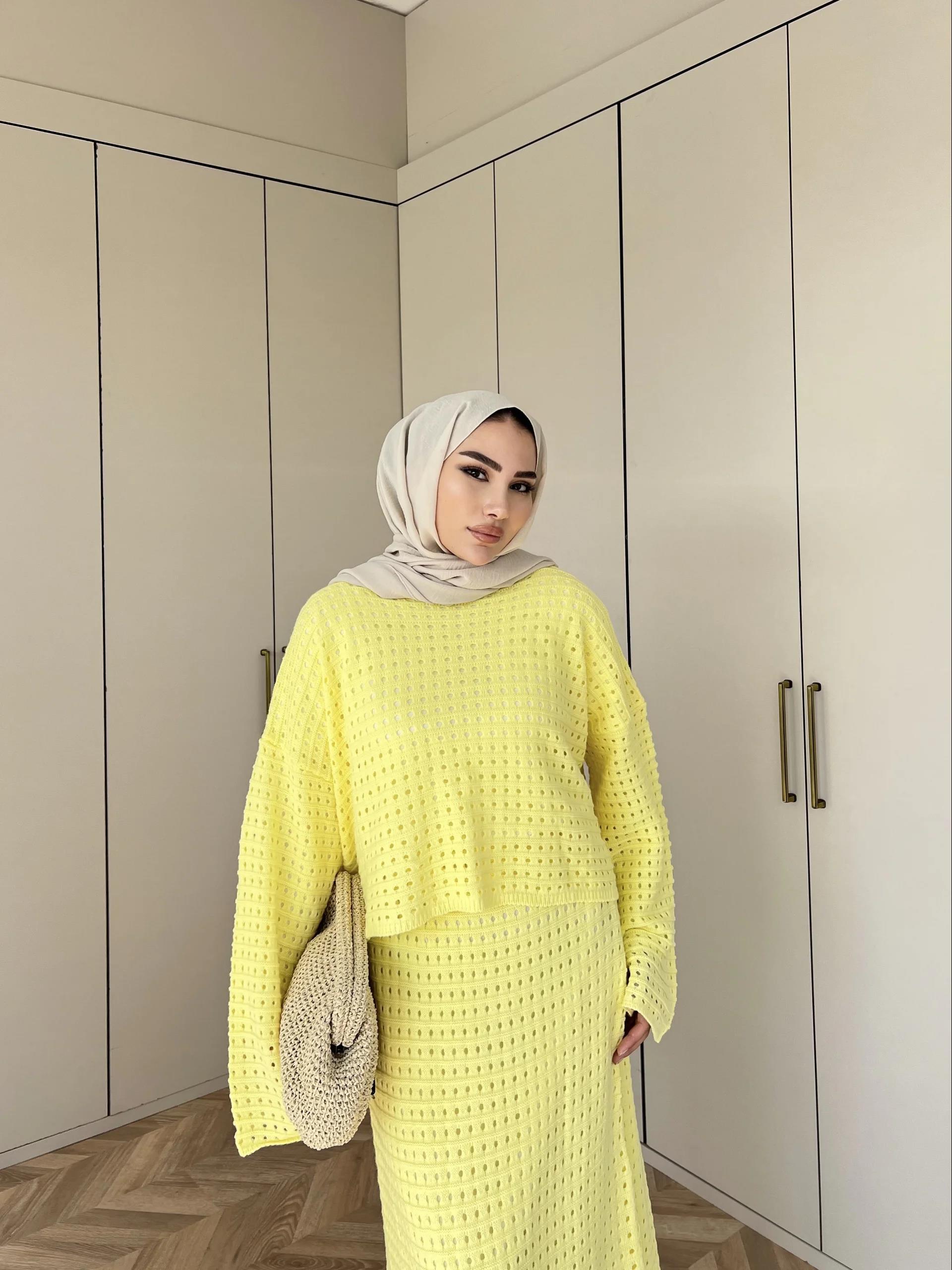 İrem Triko Etekli Takım - Sarı