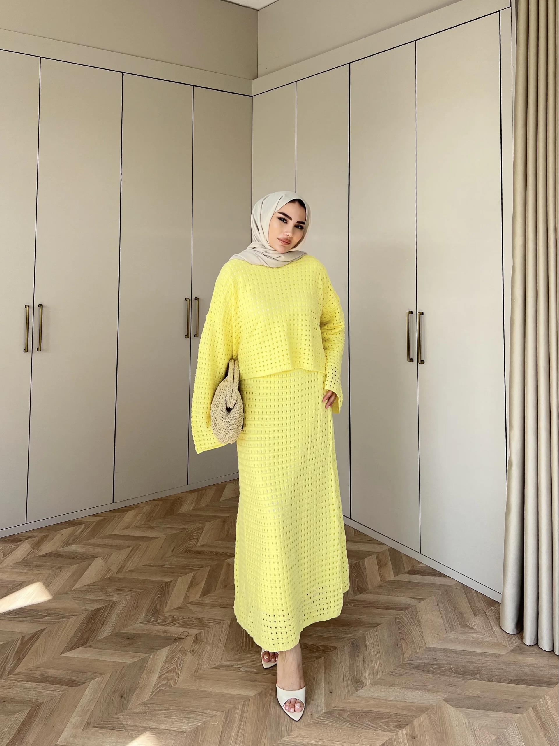 İrem Triko Etekli Takım - Sarı