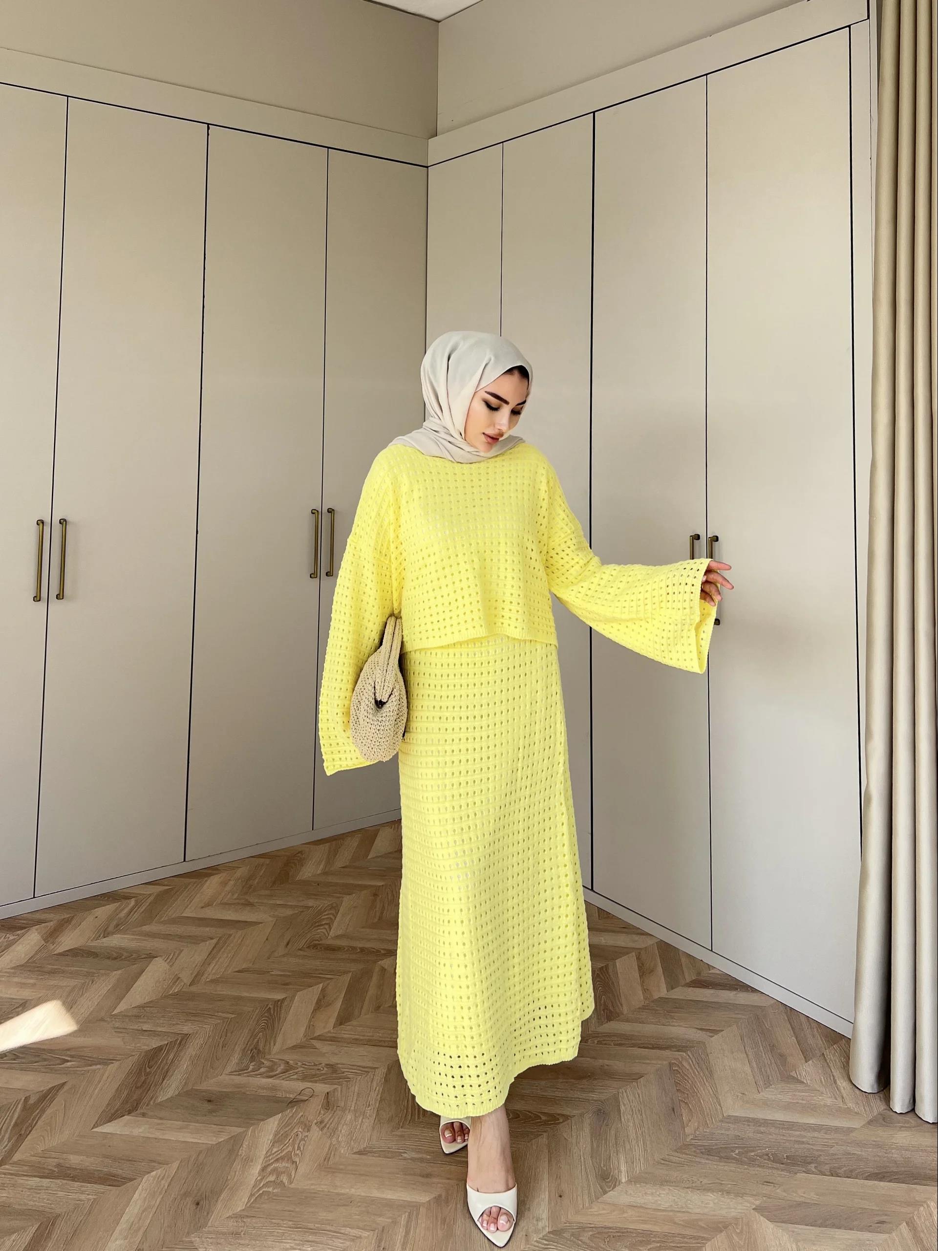 İrem Triko Etekli Takım - Sarı