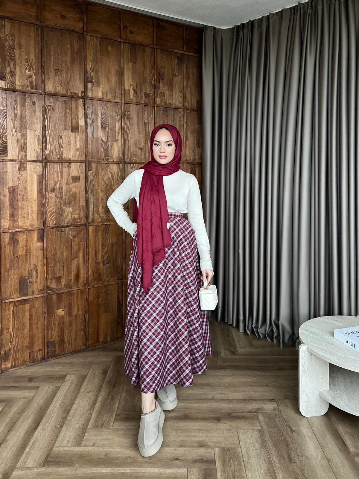 Kareli Vual Etek - Bordo