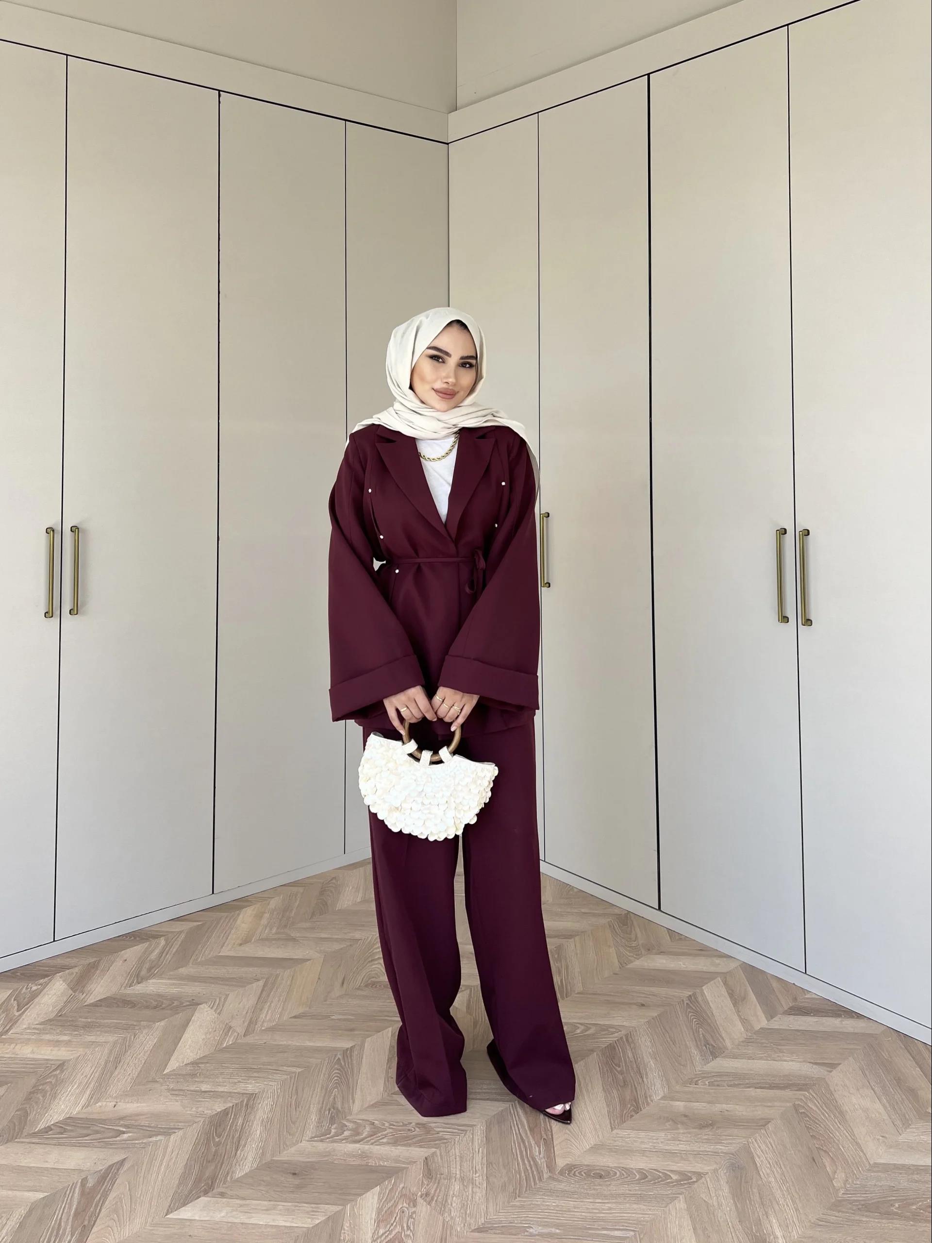 Kayyum Taşlı Takım - Bordo