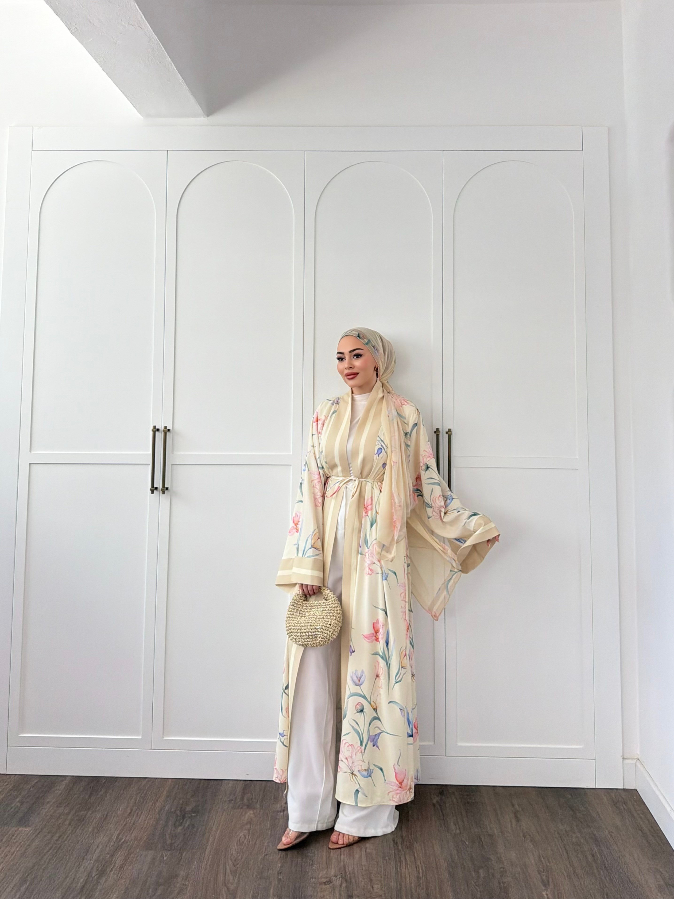 Kelva Abaya Şal Hediyeli - Sarı 