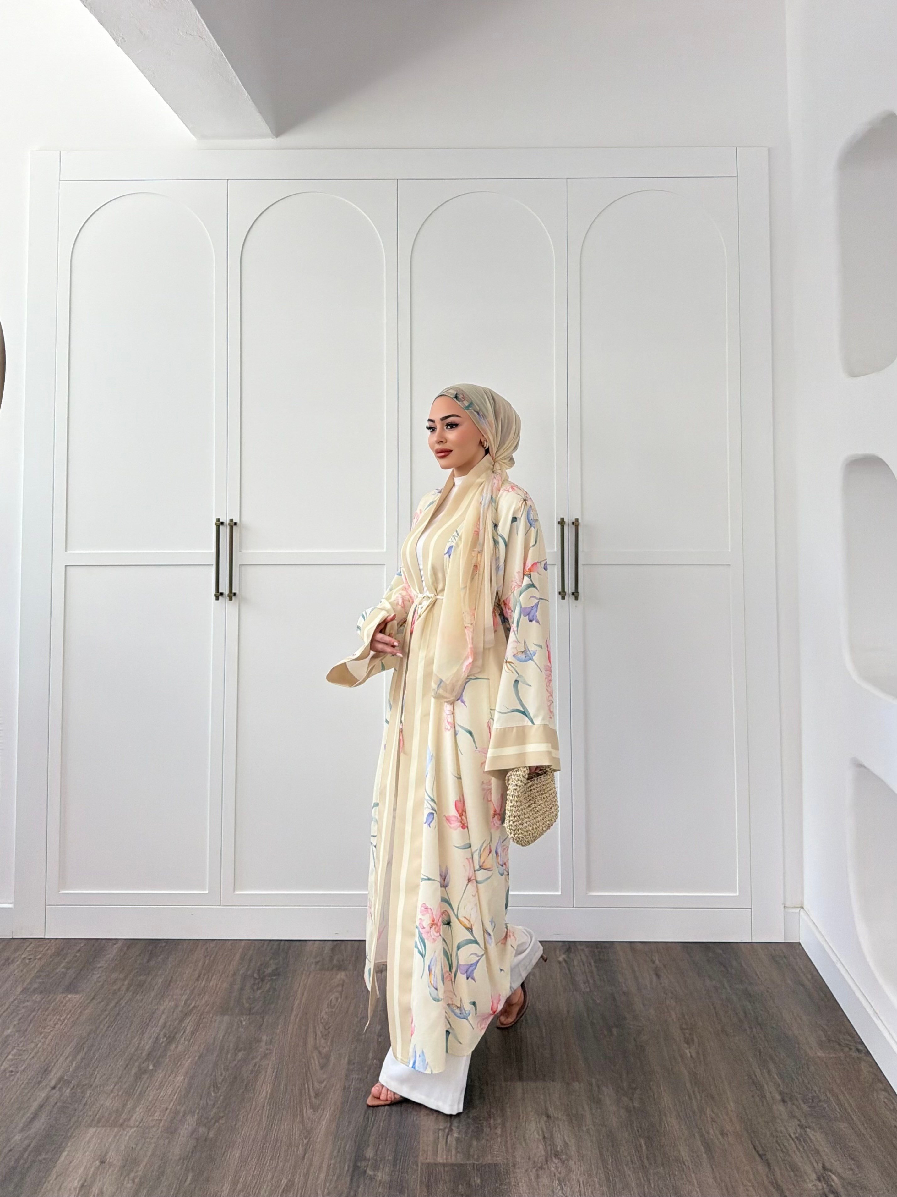 Kelva Abaya Şal Hediyeli - Sarı 
