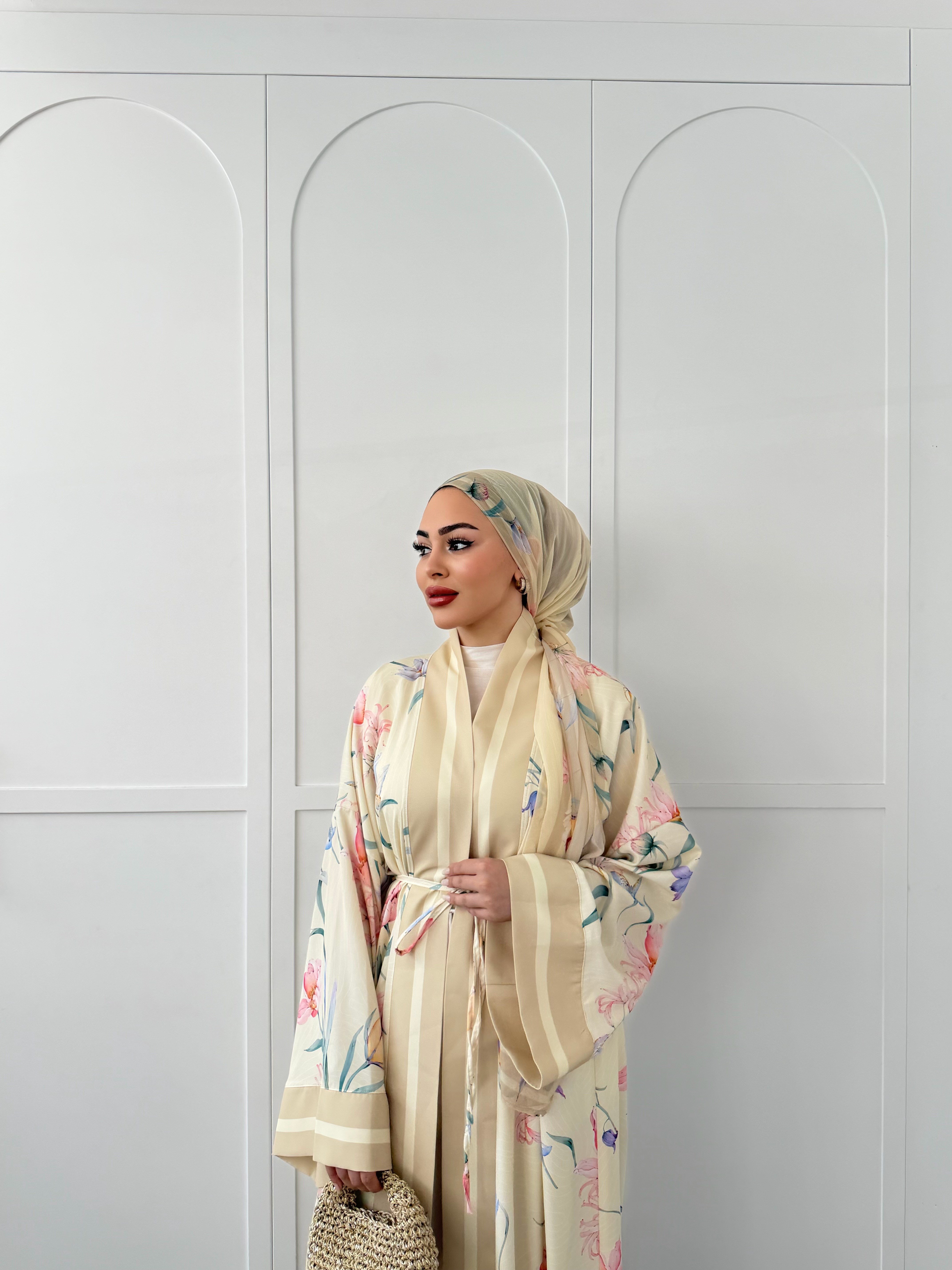 Kelva Abaya Şal Hediyeli - Sarı 