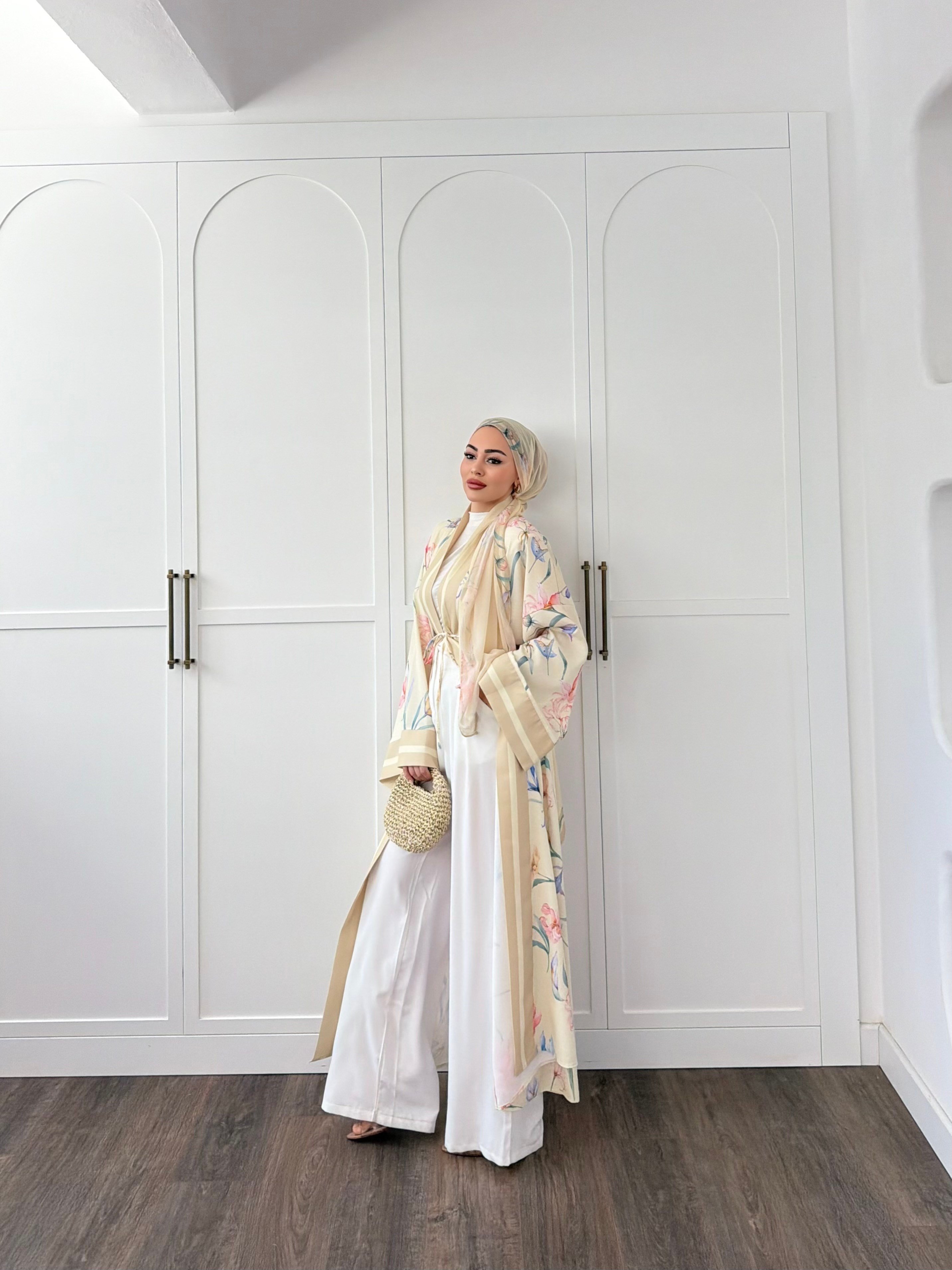 Kelva Abaya Şal Hediyeli - Sarı 
