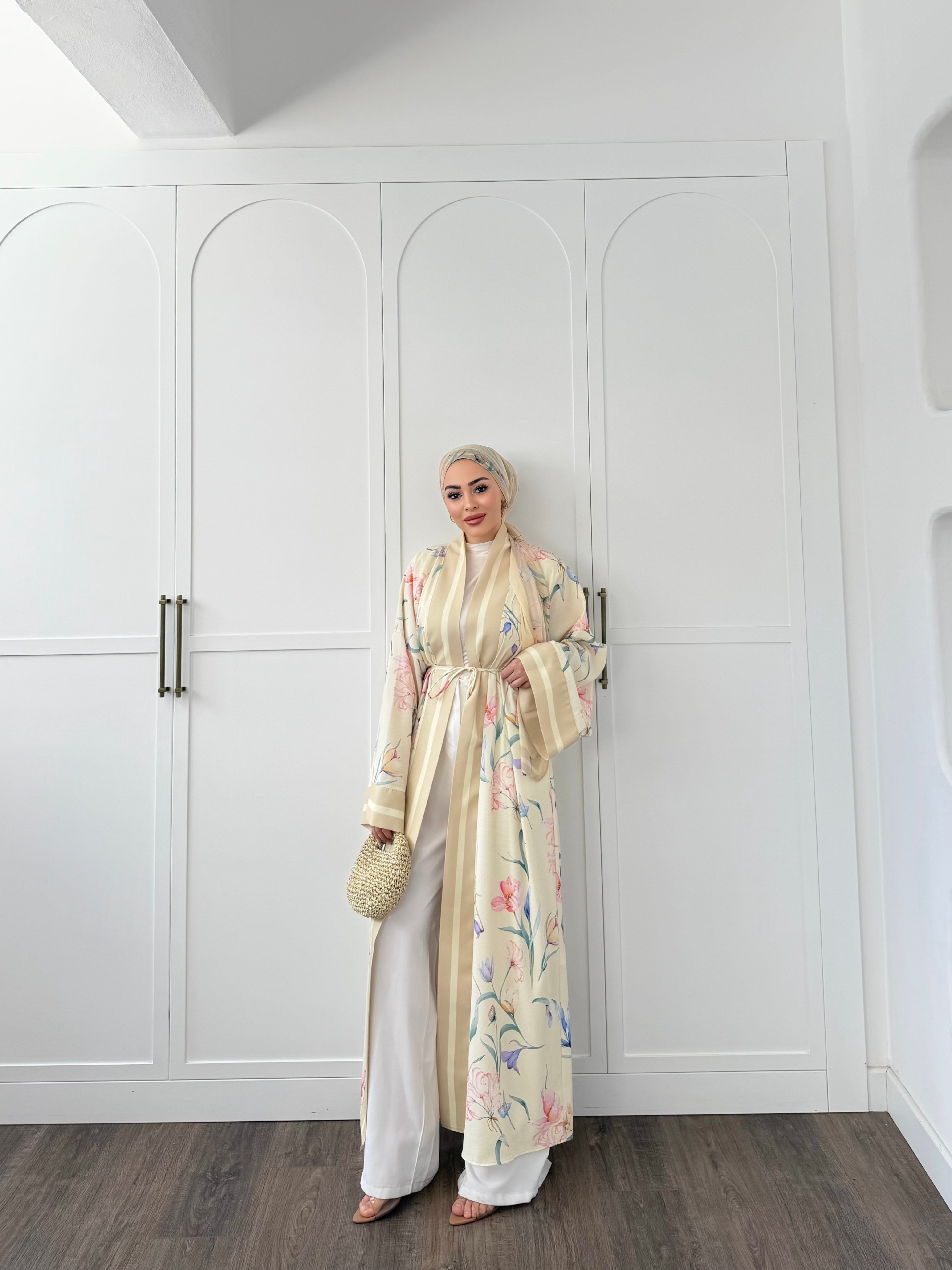 Kelva Abaya Şal Hediyeli - Sarı 