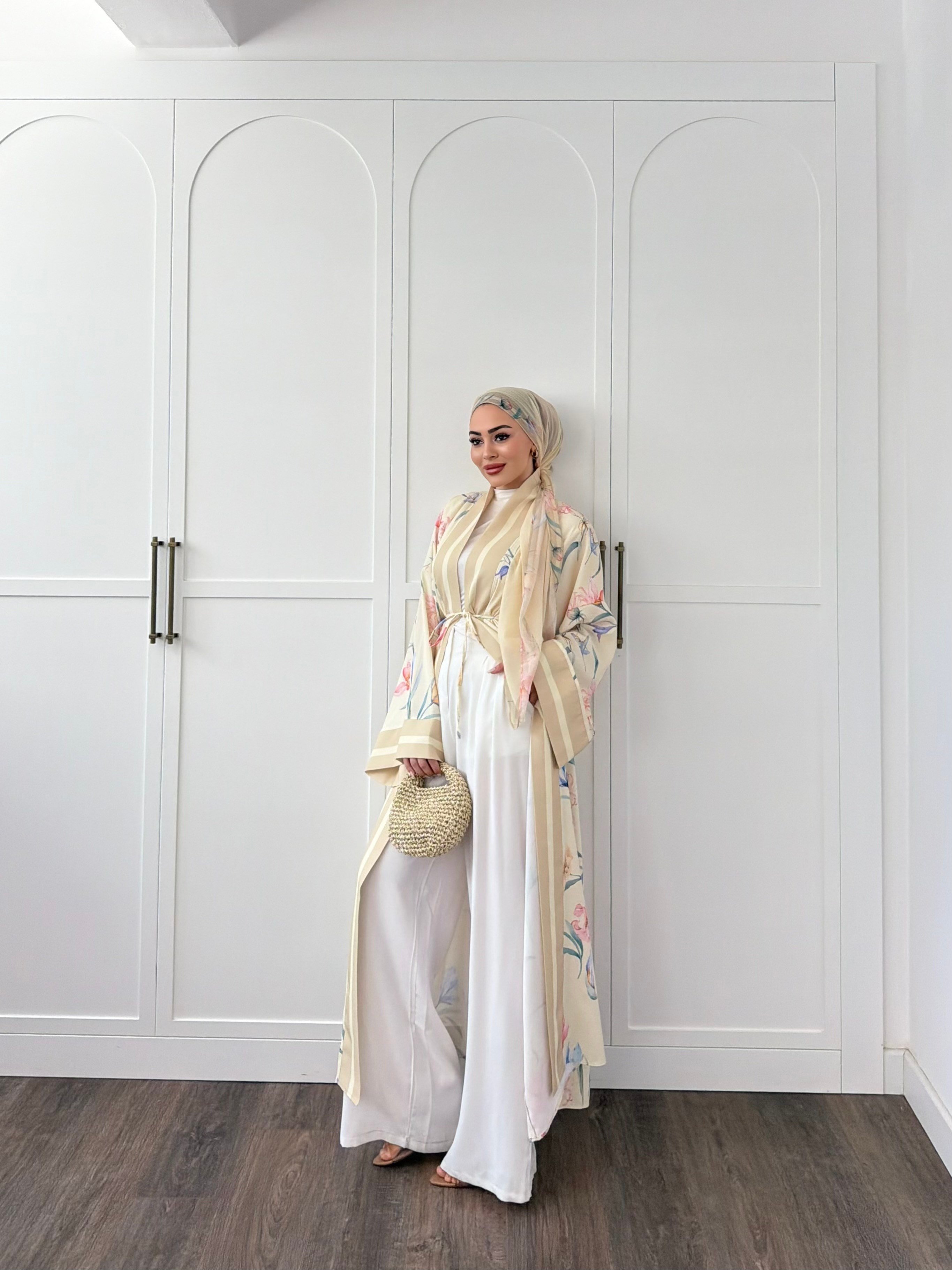 Kelva Abaya Şal Hediyeli - Sarı 