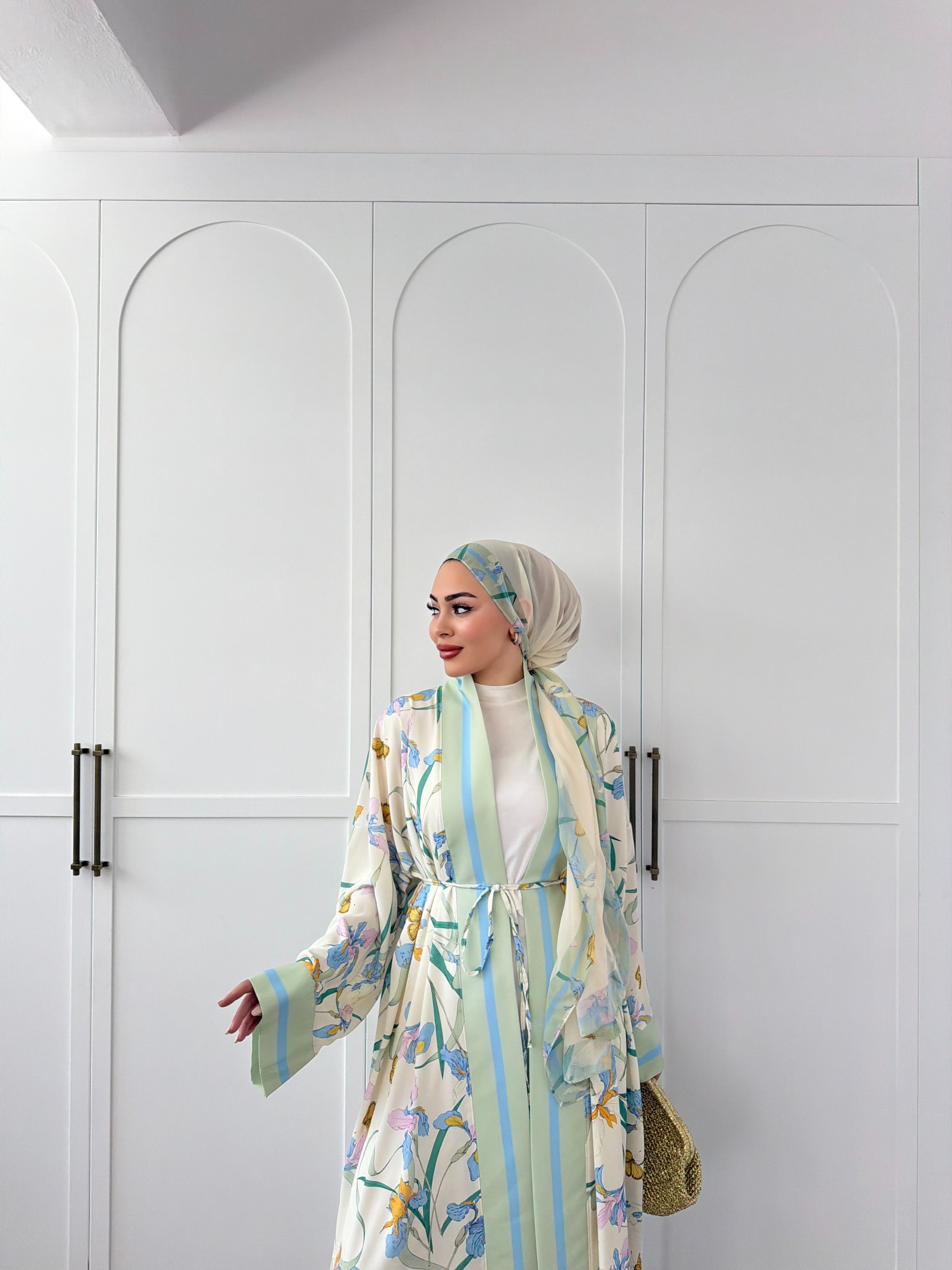 Kelva Abaya Şal Hediyeli - Yeşil