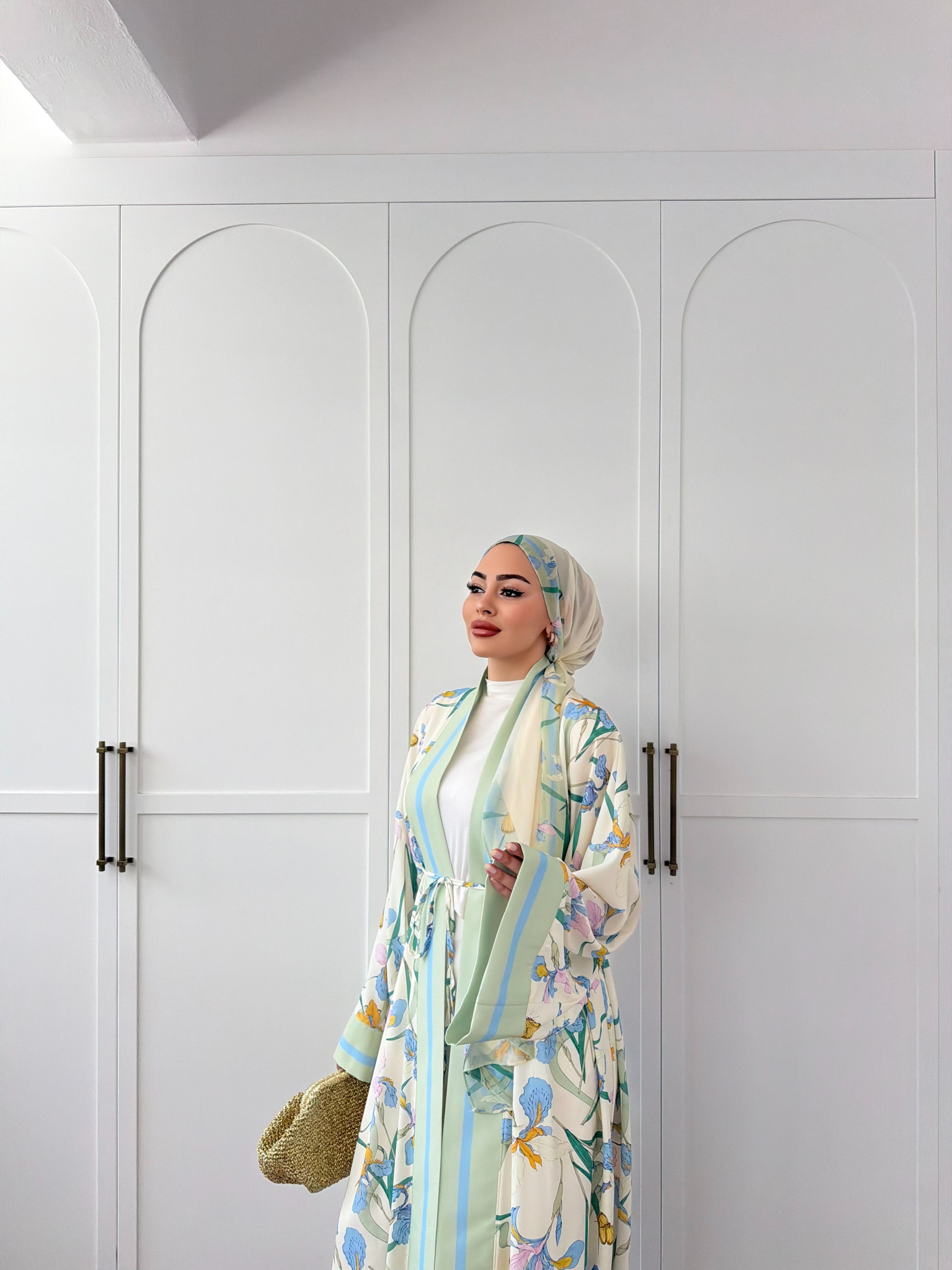 Kelva Abaya Şal Hediyeli - Yeşil