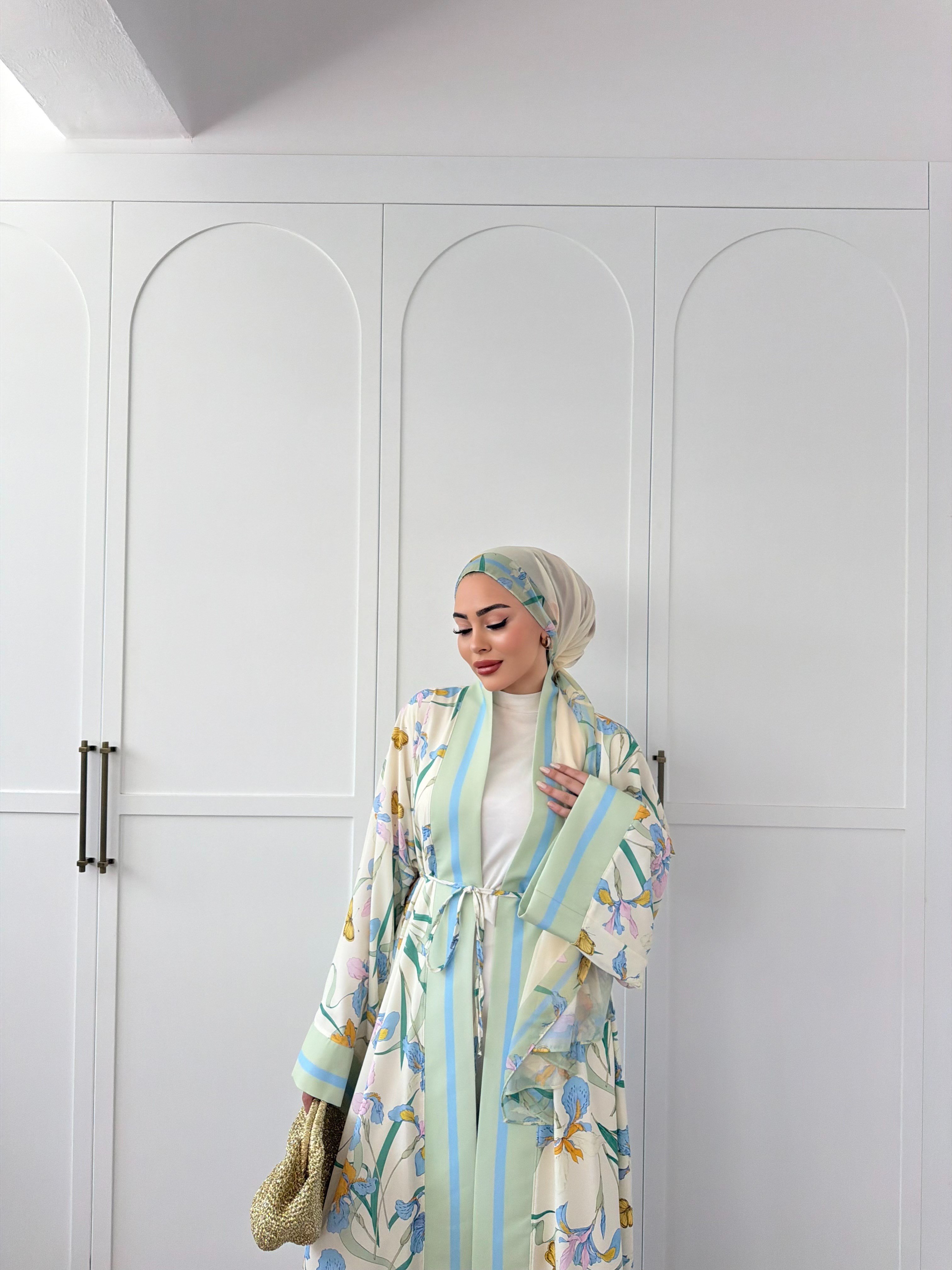 Kelva Abaya Şal Hediyeli - Yeşil