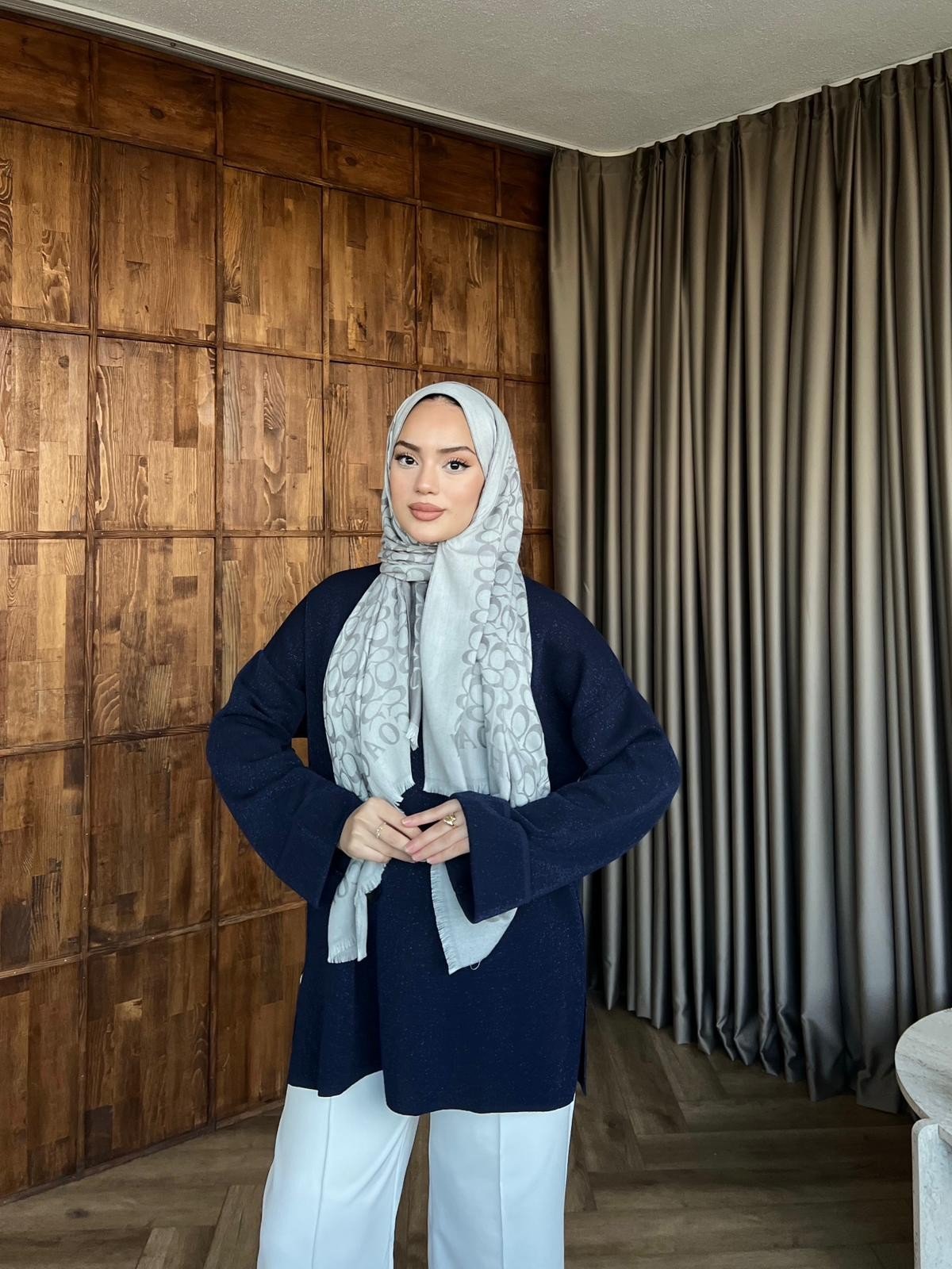 Lea Simli Kolu Kıvırmalı Kazak - Lacivert