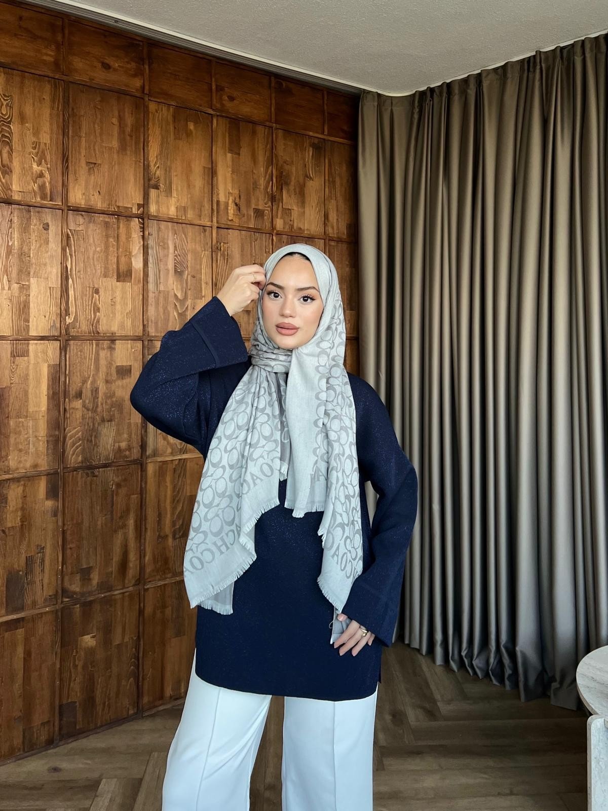 Lea Simli Kolu Kıvırmalı Kazak - Lacivert