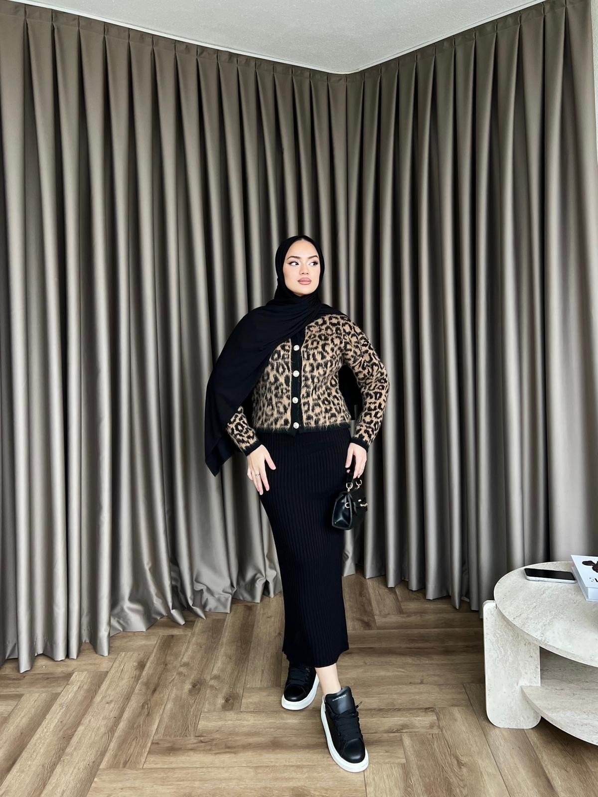 Leopar Desen Jile Kahve-Siyah