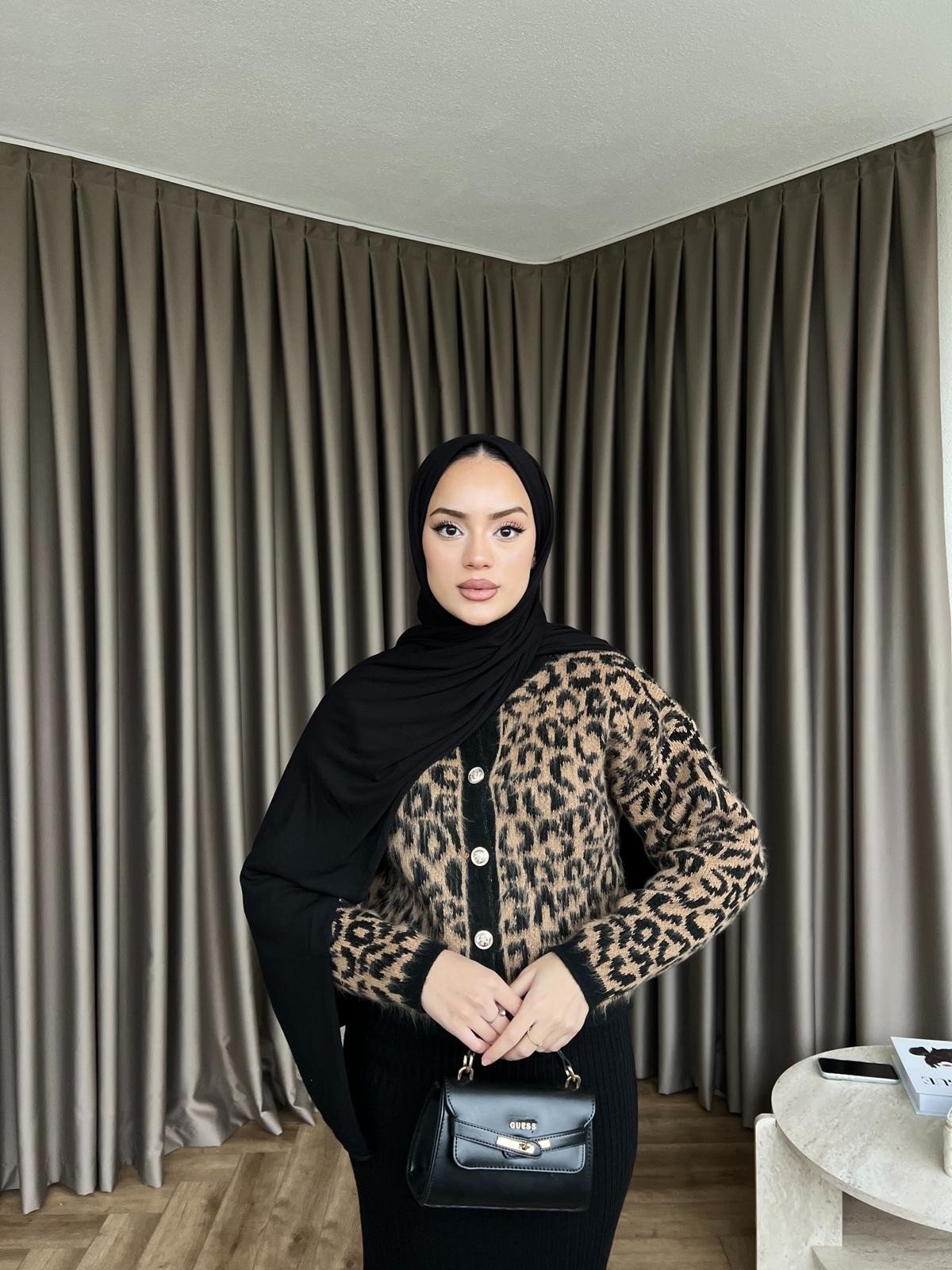 Leopar Desen Jile Kahve-Siyah