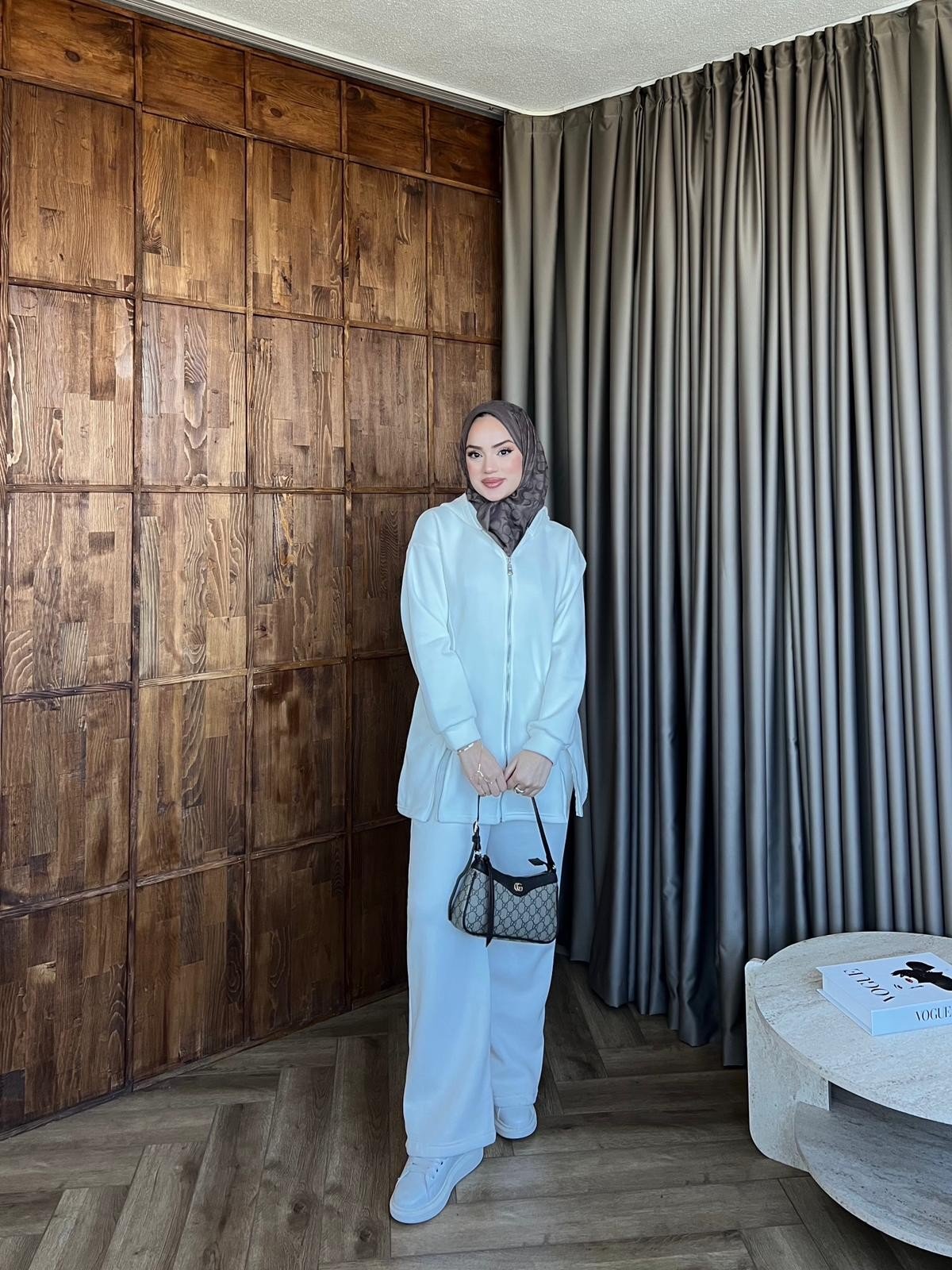 Liva Fermuarlı Takım - Beyaz
