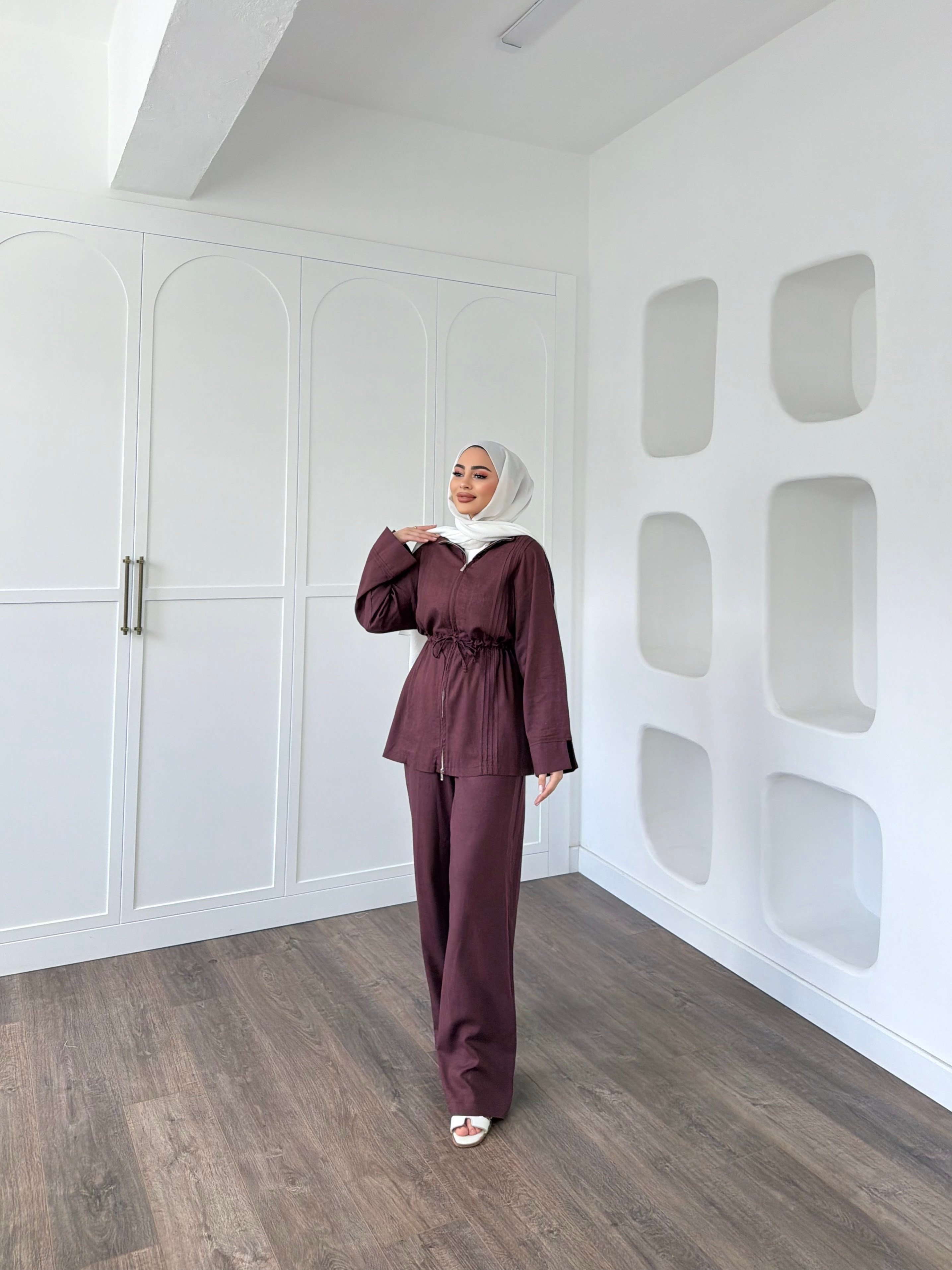 Lizbon Keten Takım - Mürdüm