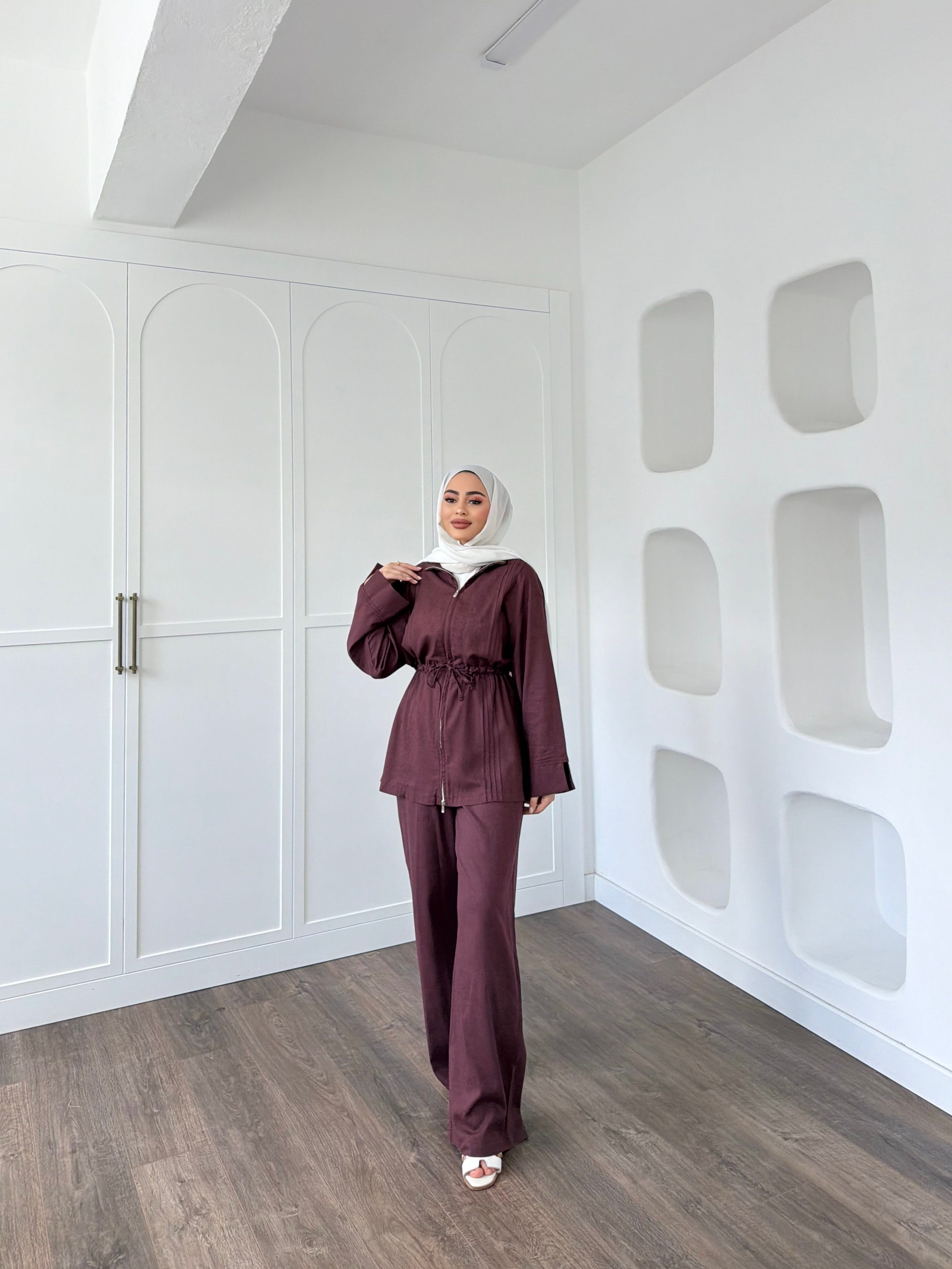 Lizbon Keten Takım - Mürdüm